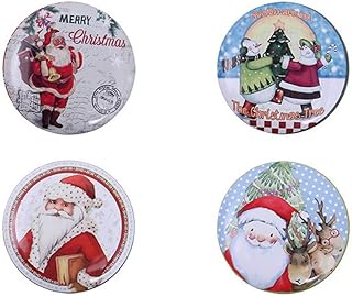 NUOBESTY 4 PZ Barattoli Natale Scatola Caramelle Ferro di Natale Contenitore Box Biscotto Regalo di Natale Decorazione della Tavola di Natale Stile Casuale
