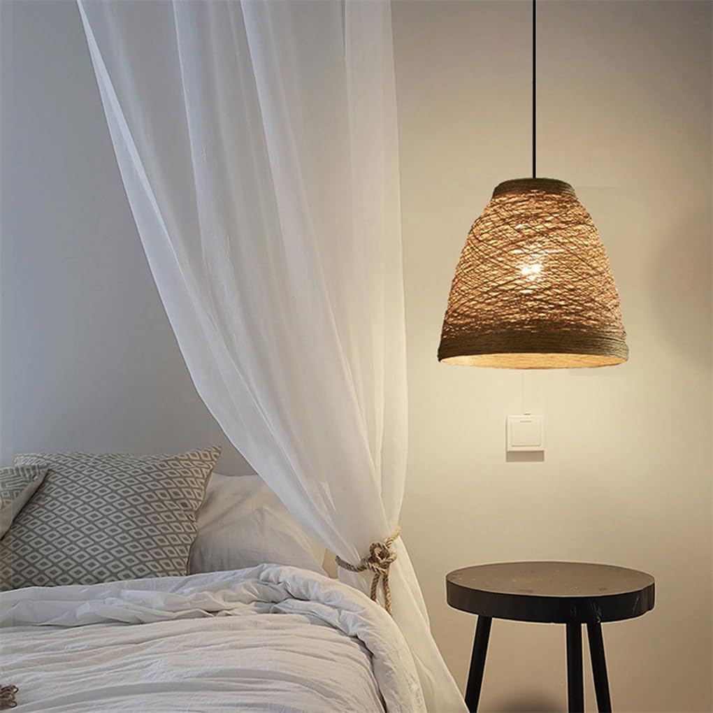 Lampa wisząca do sypialni lampa wisząca rattanowa lampa wisząca oświetlenie podtynkowe w stylu japońskim unikalny styl naturalna regulowana lampa wisząca do salonu sypialni