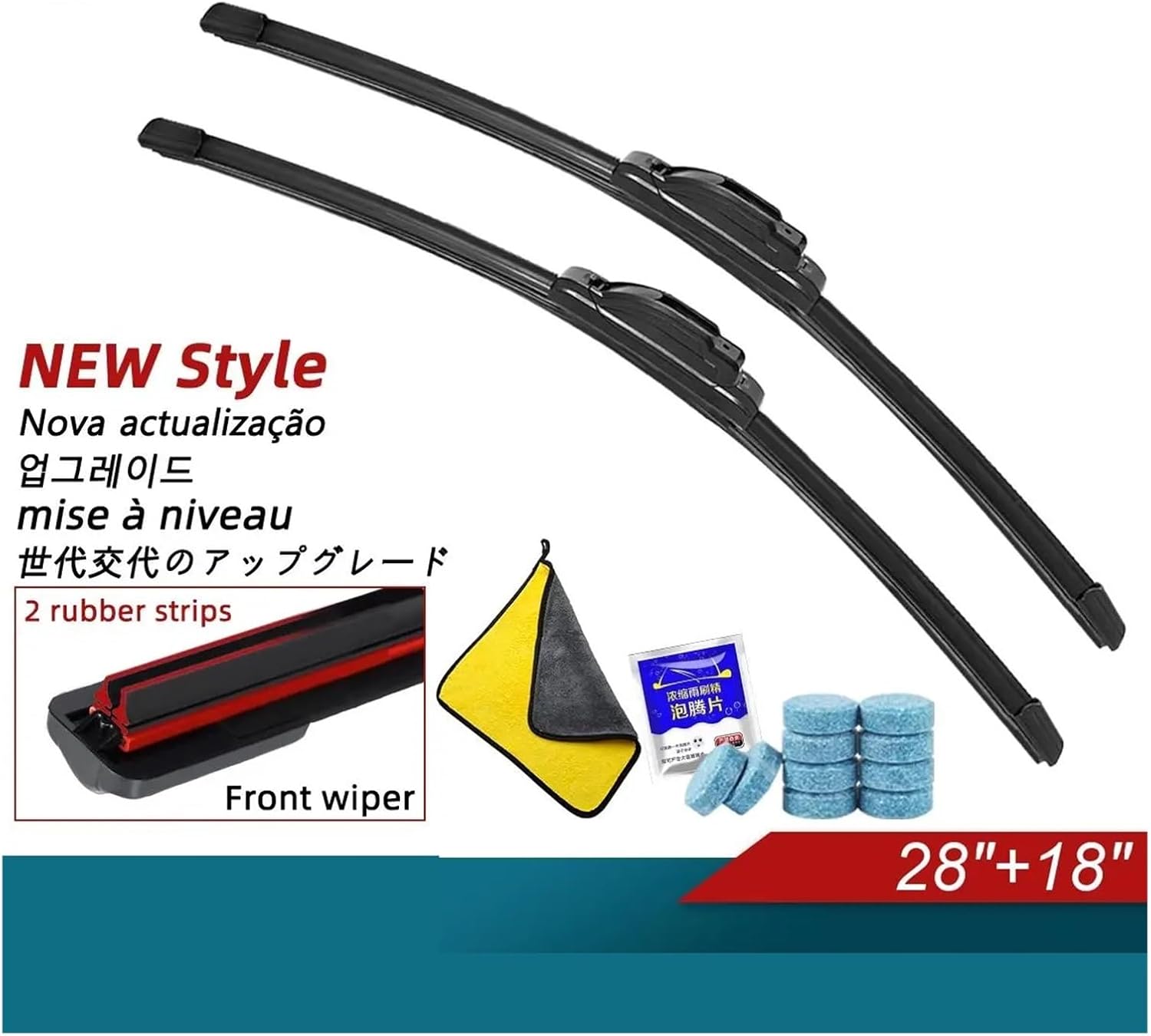 Double Rubber Car Wiper Blades Compatible with 2020-2024 LDV Maxus Deliver 9 Front Rear Windscreen Windshield Wipers Accessories(4 PCS)