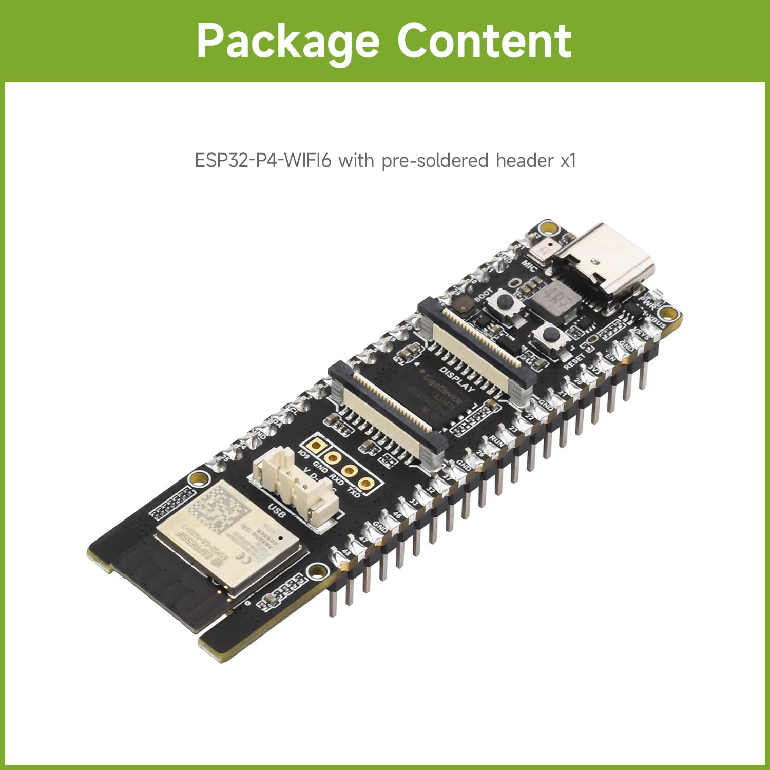 Waveshare ESP32-P4-WIFI6 High-Performance Development Board, Based On ESP32-P4 and ESP32-C6, Supports Wi-Fi 6 and Bluetooth 5/BLE, with Pre-soldered Headers