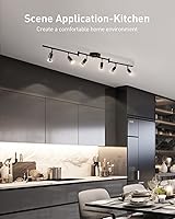 Vista 8 de Bojim 6 Light LED Track Lighting Kit, Ceiling Spot Lighting with Adjustable Light Heads & Foldable Light Arms, Matte Black Kitchen Track Lighting
