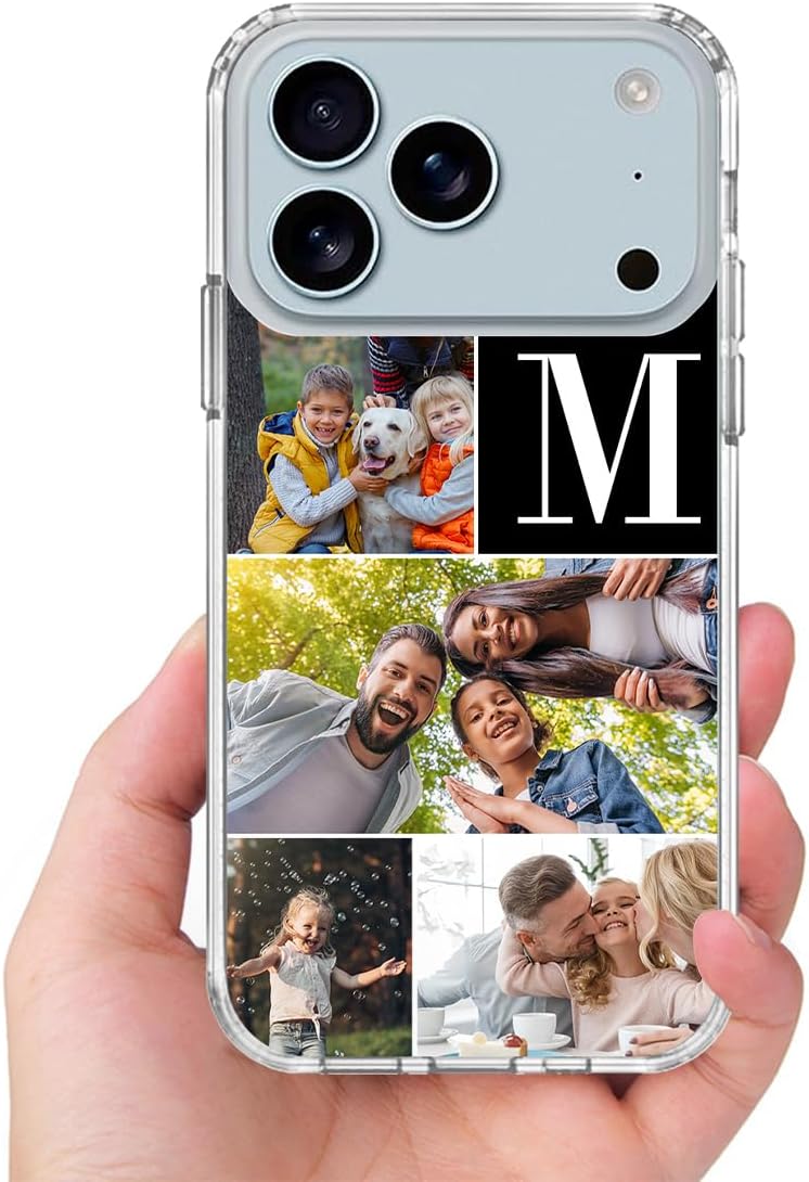 Personalized Case for iPhone 17 Pro Max, Compatible with MagSafe, Multi-photo Collage Cover Anti-Scratch & Anti-Fall Shock Absorption Magnetic Back Cover for iPhone 17 Pro Max Add Your Photo Name