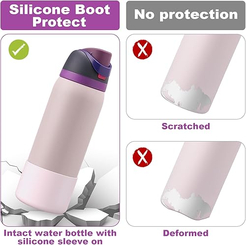 Vista 312 de 2PCS Silicone Water Bottle Boot for Owala 24oz 32oz 40oz, Anti-Slip Protective Sleeve Bottom Bumper Protector for FreeSip, Twist, and Flip Stainless