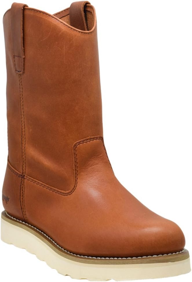 12" Work Boot Pull On Wellington Wedge Lightweight Outsole for Construction Farming and Ranching