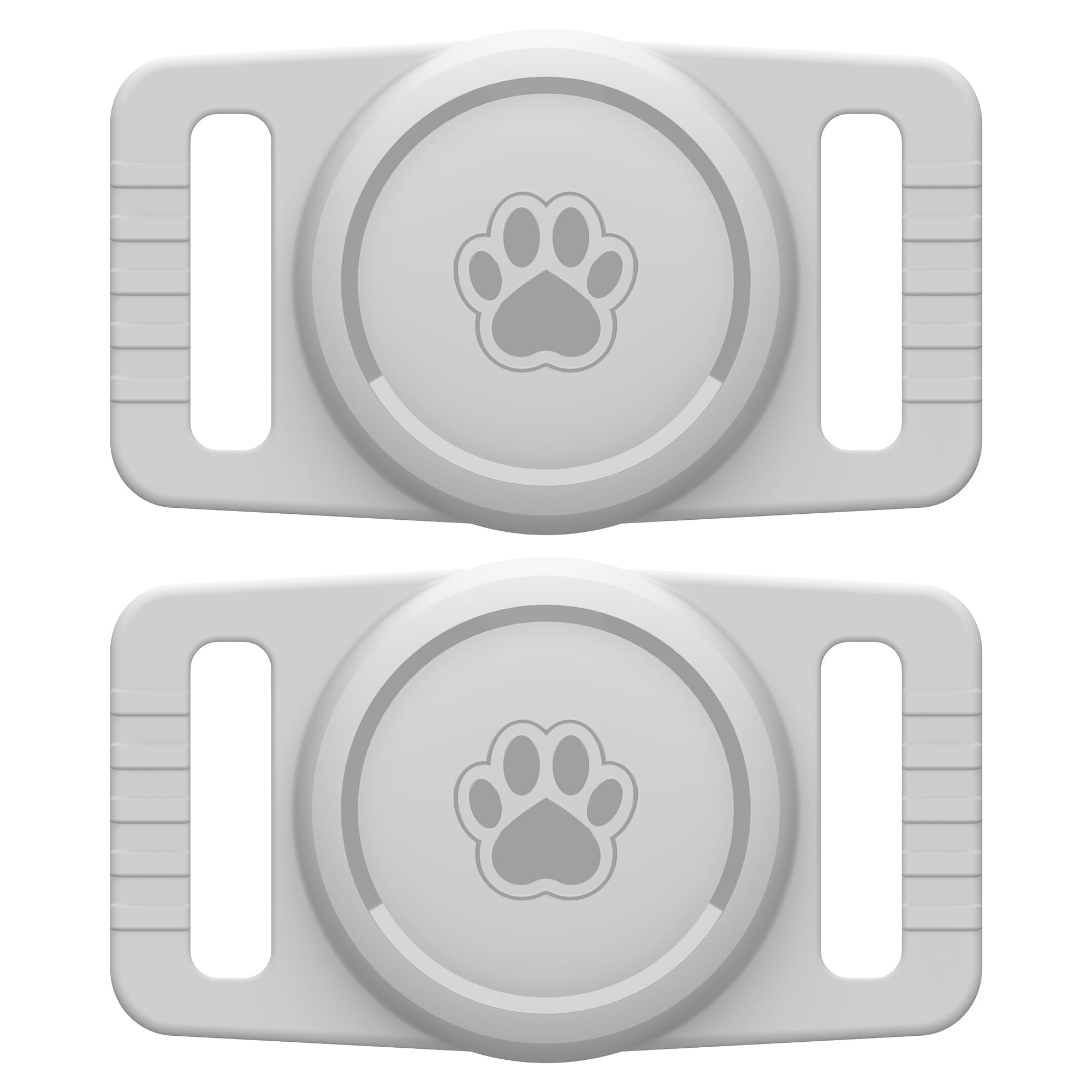 GOCII for Airtag Dog Collar Holder 2 Pack,Waterproof Dog Collar Holder for Apple AirTag(Gen 1 &amp; 2),Silicone Air Tags Case for Dog Collars(Light Gray)