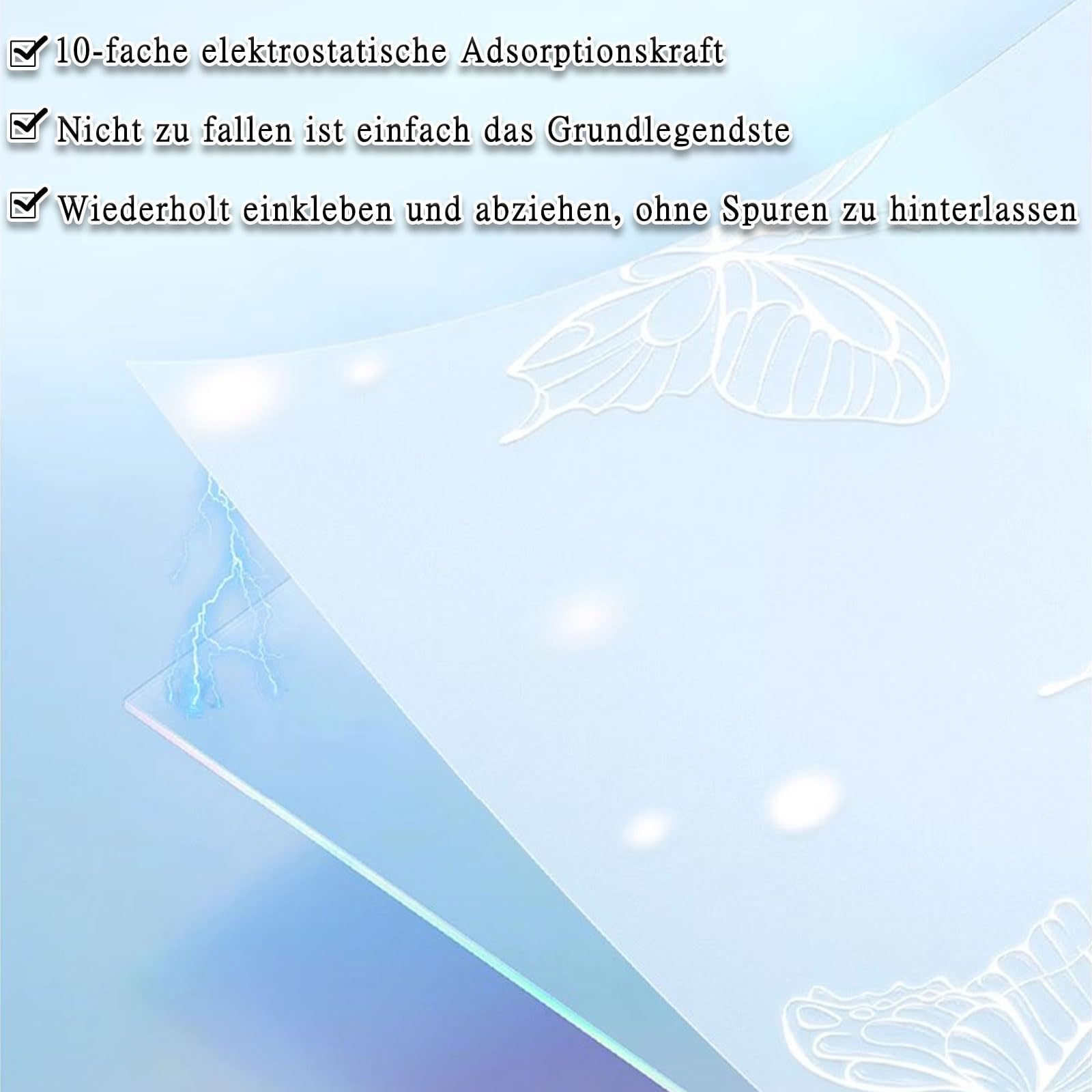 Sichtschutzfolie für Fenster Blickdicht mit Muster Fensterfolie PVC Milchglas Folie Statisch Haftend Anti-UV Ohne Kleber Wiederverwendbar Selbstklebende Dekor Folie für Wohnzimmer Schlafzimmer