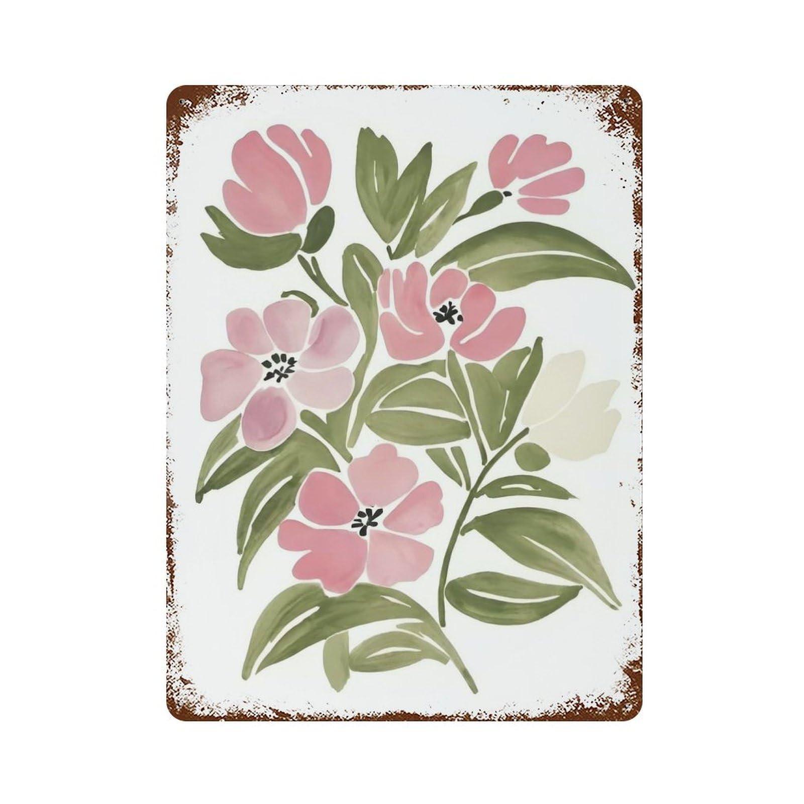 Watercolor Floral Bouquet Weathered Tin Sign 15.7"x11.8", Rustic Home Decor for Garage, Bar And Workshop Decor