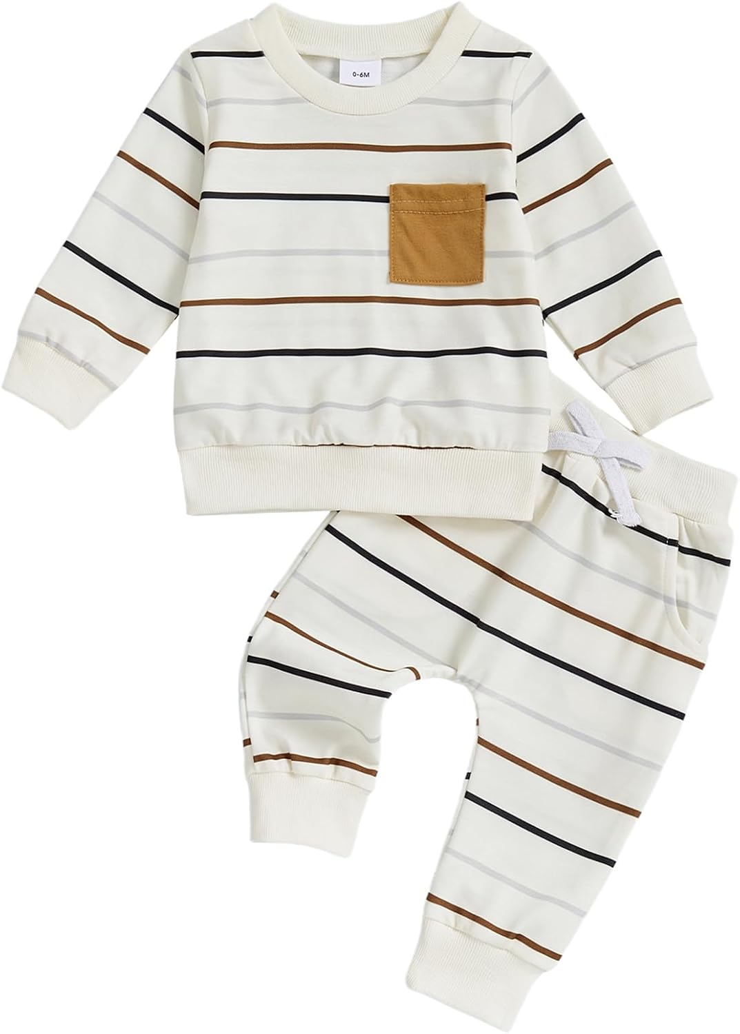 Toddler Baby Boy Clothes Striped Outfits Fashion Fall Winter Sweatshirt Sweat Pant Kids Tops Shirt Pant Sets