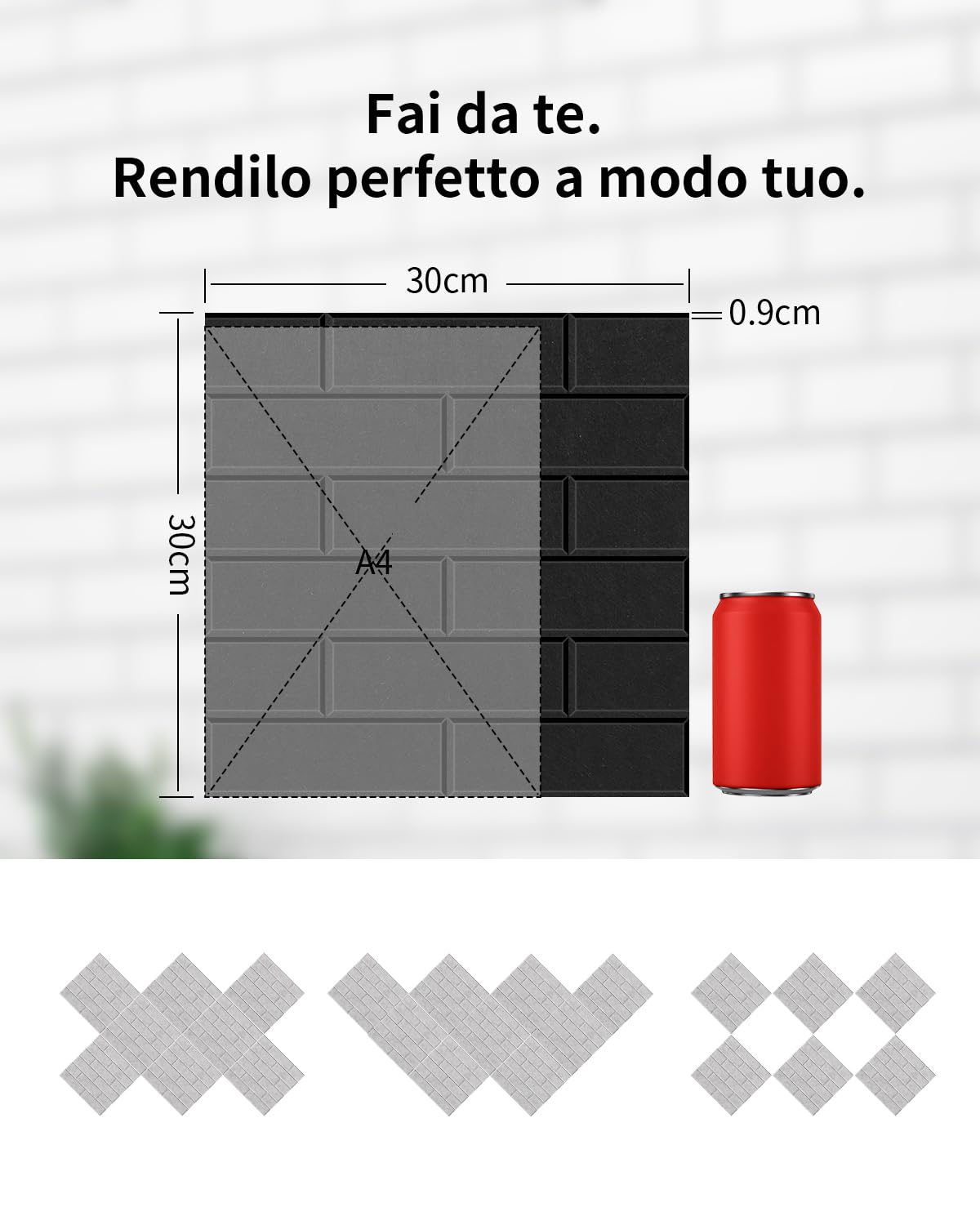 Pannelli Acustici Autoadesivi 36 Pezzi, 30x30x0.9cm Pannelli Acustici Decorativi, Trattamento Acustico e Decorazione Parete per Studio Registrazione, Decorazione Gaming, Studio, Nero
