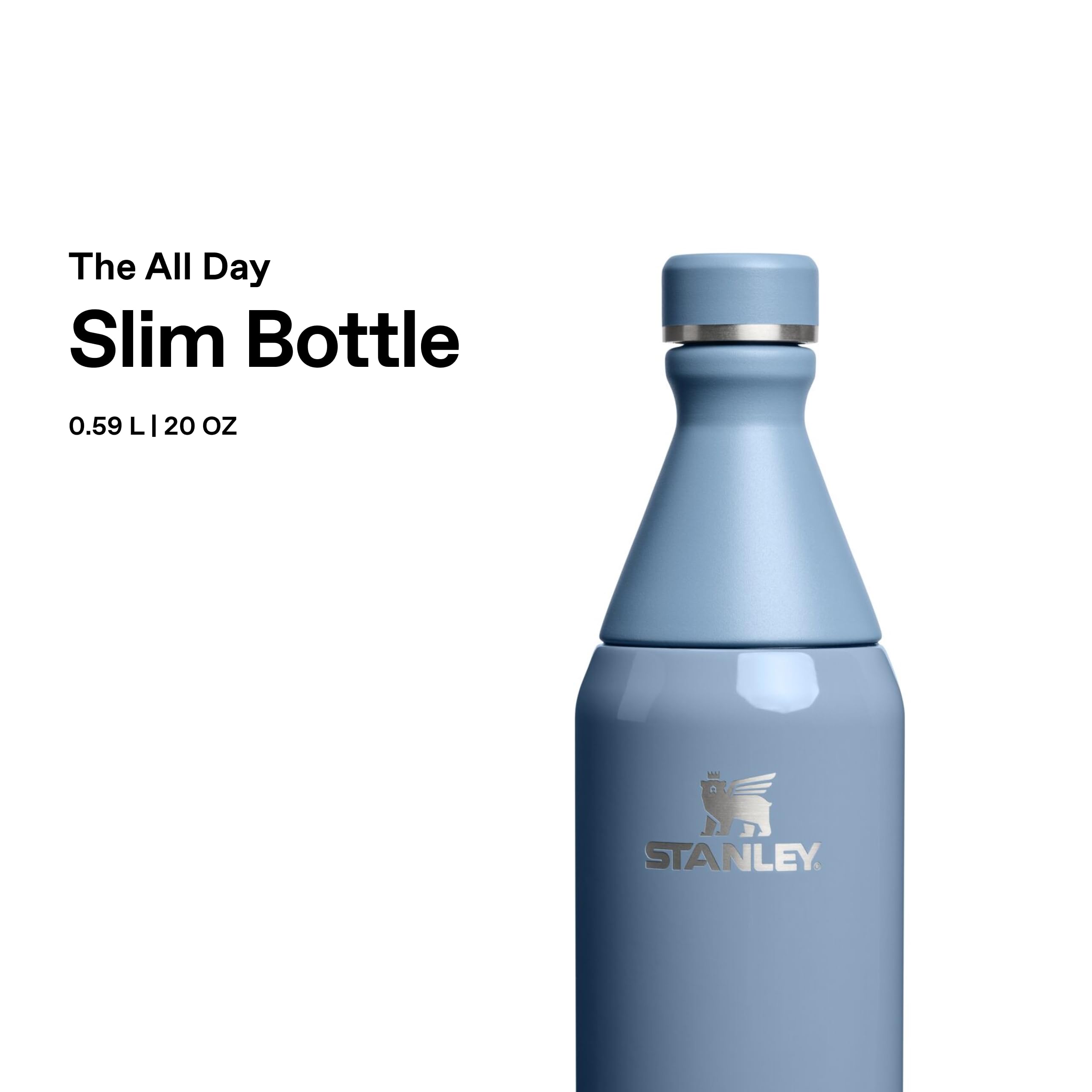 Stanley 1913 The All Day Slim Butelka na Wodę 0.6L - Indigo Gloss | Zimny przez 6 godzin - Mrożony przez 11 godzin - Stal nierdzewna z recyklingu wolna od BPA - Szczelny - Można myć w zmywarce