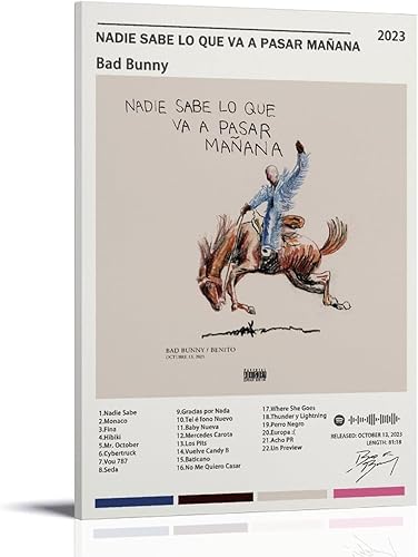 SoAb Póster de portada de álbum de Bad Bad Bunny, pintura artística, pósteres de pared, dormitorio, gimnasio, regalo decorativo, 16 x 24 pulgadas