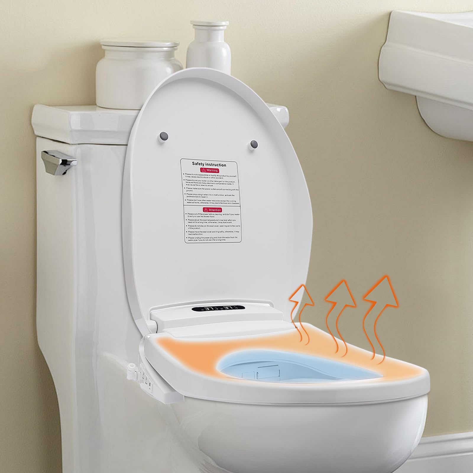 Asiento de inodoro, bidé electrónico con mando a distancia y filtro PP, múltiples modos de descarga, control preciso de temperatura, ahorro de energía, ducha eléctrica inteligente, lPX4