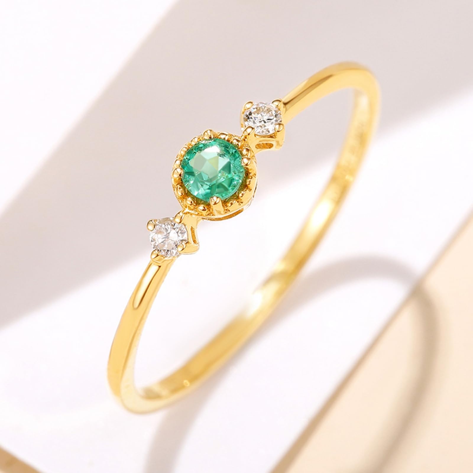 Anillos para mujer con esmeralda, oro amarillo, anillos de compromiso, anillos de boda de oro auténtico, alianzas para mujeres
