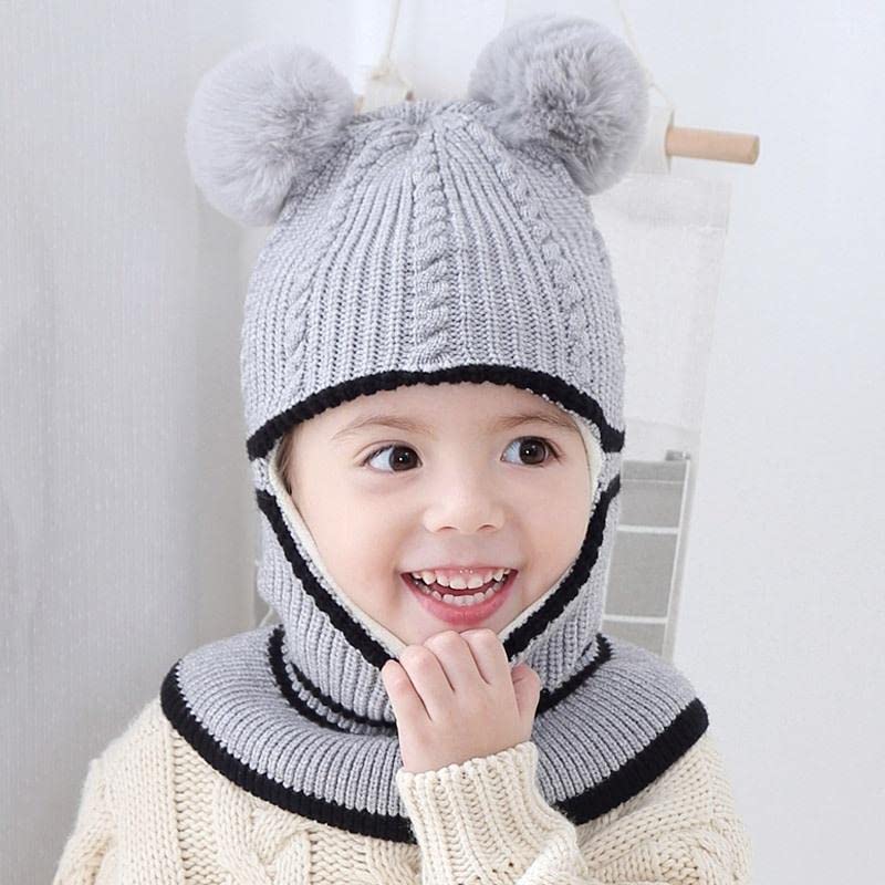 Image of Toddler Winter Hat Monkey Caps Baby Winter Hat, Fleece Lined Winter Hat Caps for Kids Winter Hat Scarf Earflap Hood Skull Caps (6 Months to 7 Years)