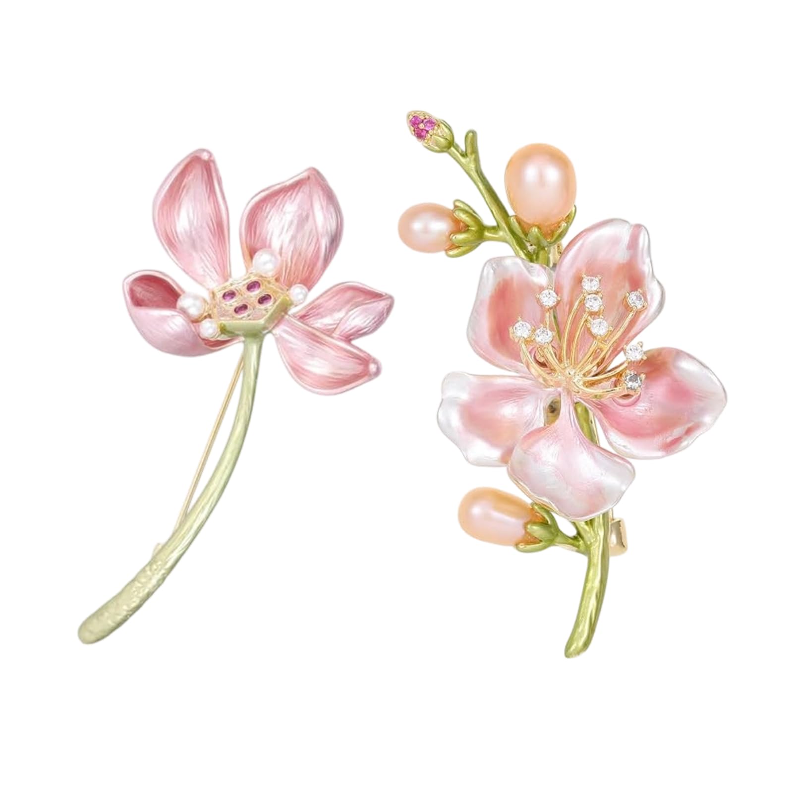 Brooch Pin for Women, Saree Brooch for Women, Elegant Flamingo and Swan Brooch Set, Gold Metal Base with Colorful Stones, Perfect for Formal Events and Gift Giving