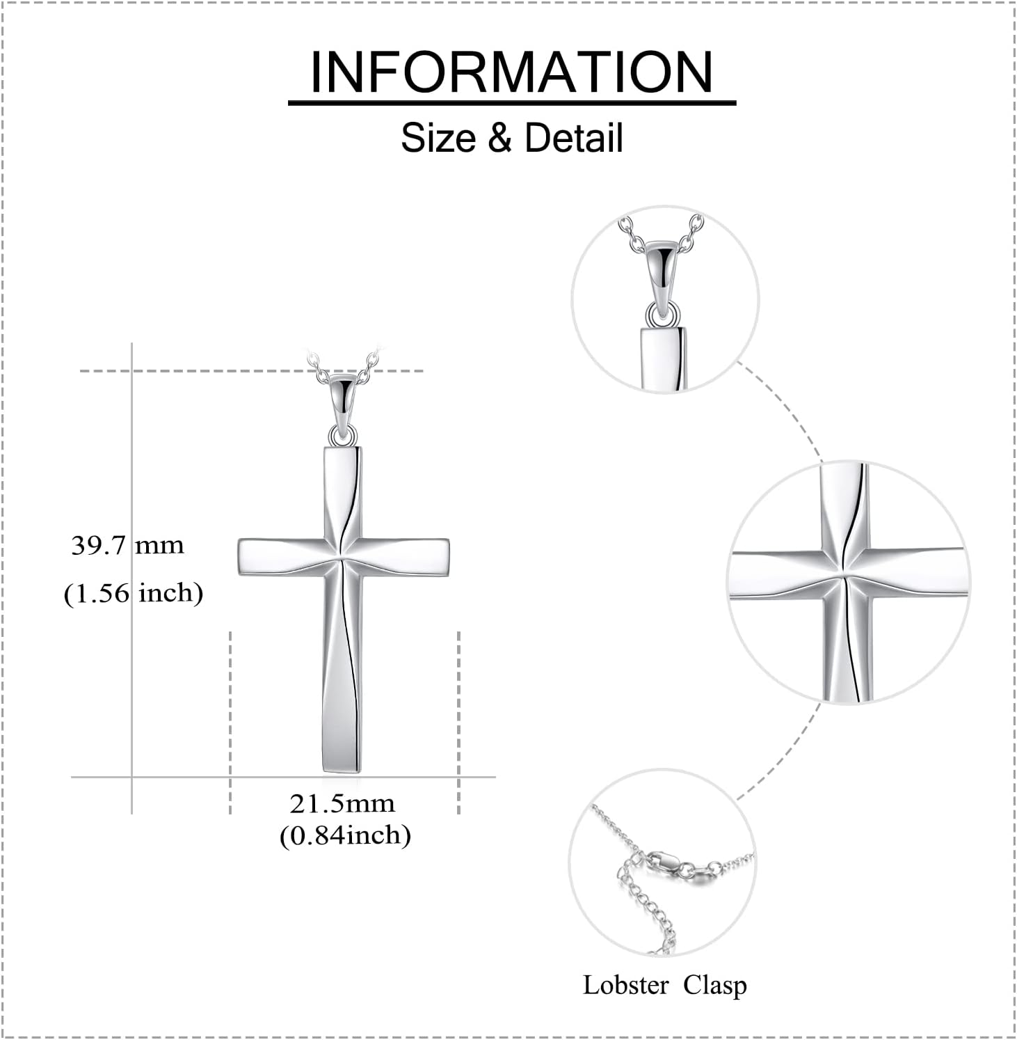 ONEFINITY Religious Cross Pendant Necklace Sterling Silver Origami Cross Pendant Gifts for Women Men Jewelry - Image 5