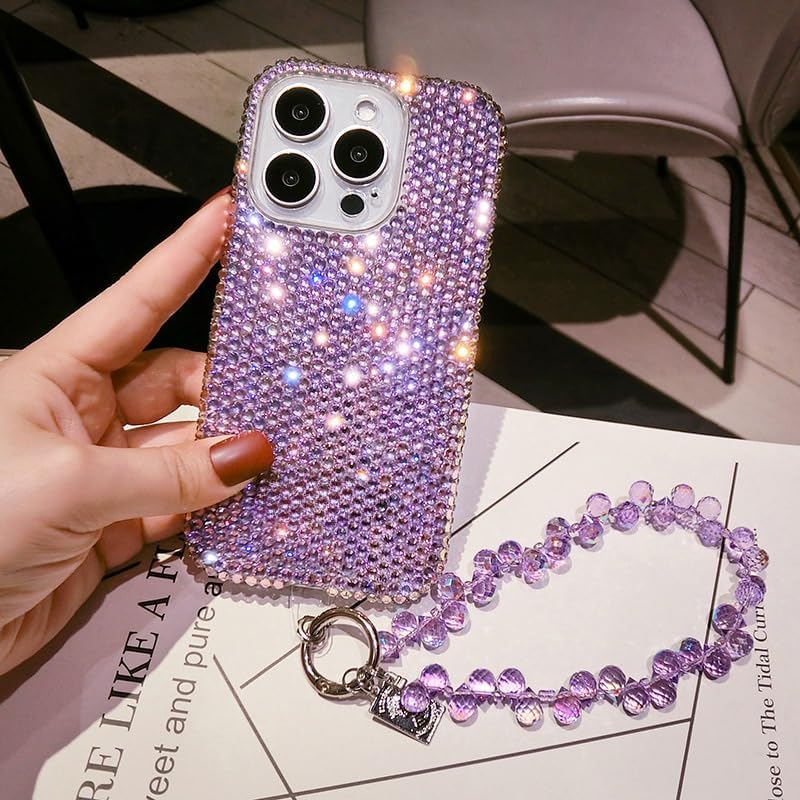 Case Compatible for iPhone 13 Mini Sparkly Bling Diamond Rhinestones Glitter Case Purple Gemstone, Luxury Soft Bumper for Women and Girls(for iPhone 13 Mini)