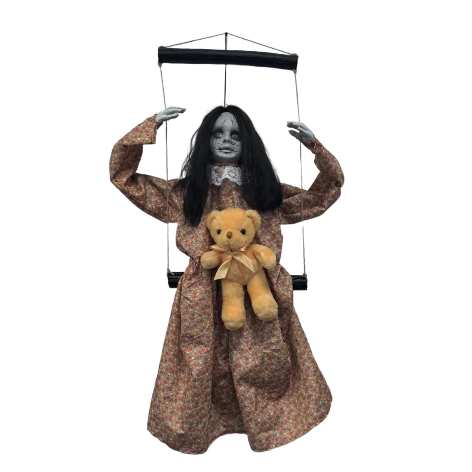 Décoration effrayante spectre Halloween et figurine fantôme sonore à suspendre