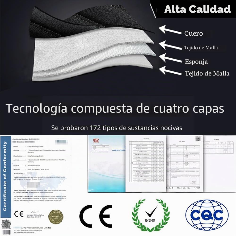 Fundas para Asientos de Coche Para Mercedes-Benz Clase B, Clase C, Clase E, GLB, GLC, GLE, Juego Universal de 5 Piezas de Cuero Sintético – Transpirable, Hidrorrepelente y Resistente al