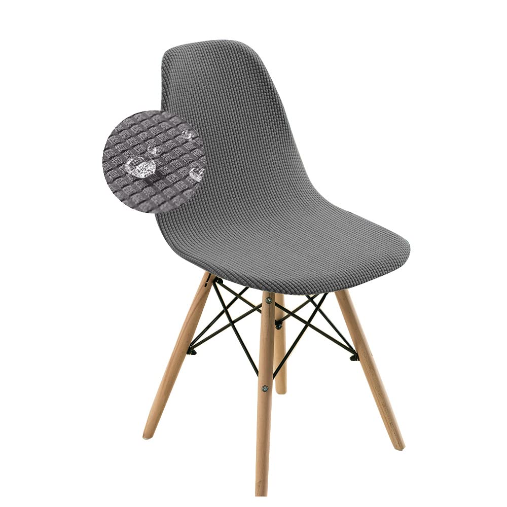 Highdi Grey Stretch Dining Chair Covers Water-Repellent Jacquard Scandinavian Shell Chairs Covers, Removable Washable Armless Chair Slipcovers For Bedroom, Living Room, Lounge