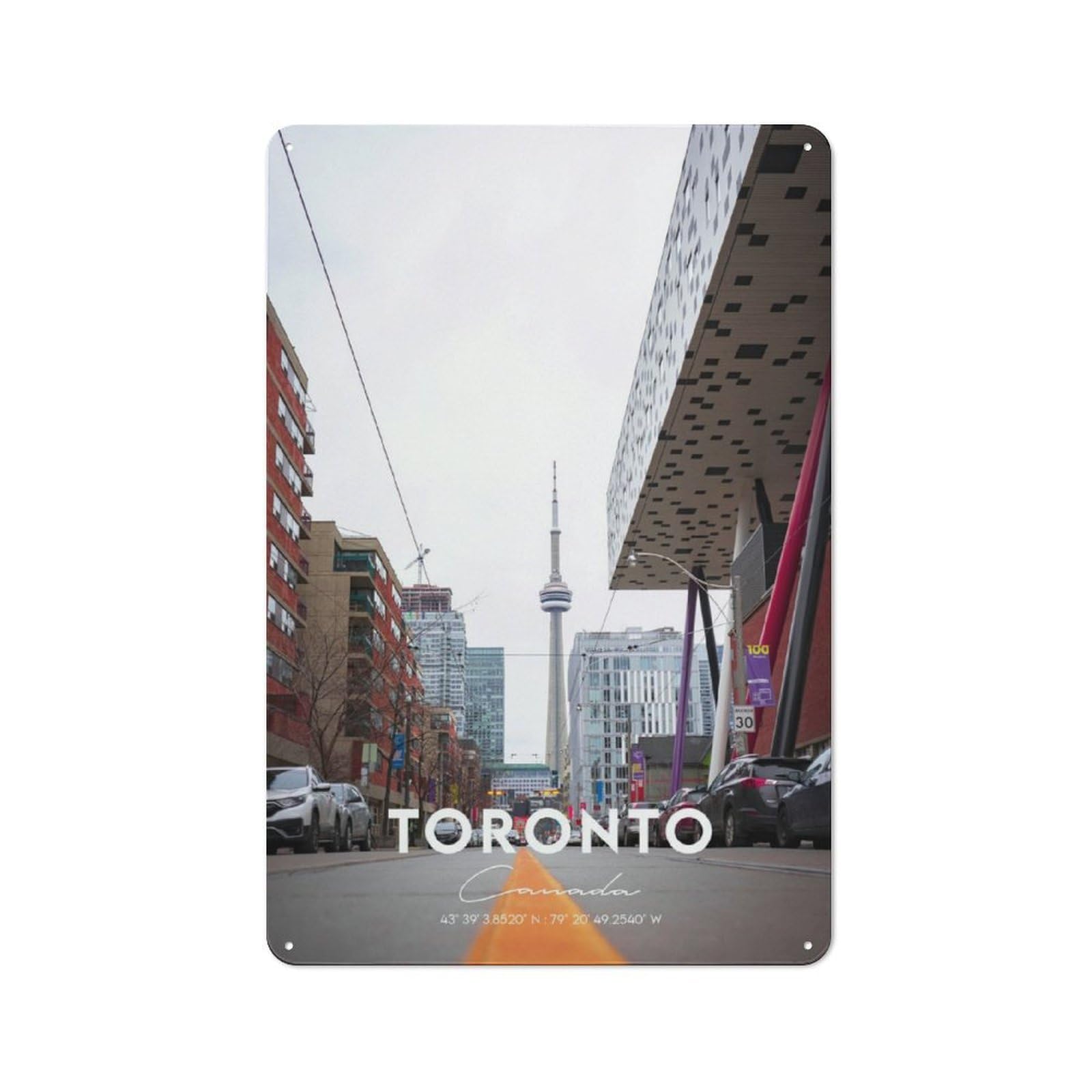Junmoney Toronto 7 Metal Plaque 30X20cm With For Workshop Wall, Retro Decor, A New Home Gift For Collectors Of Metal Signs