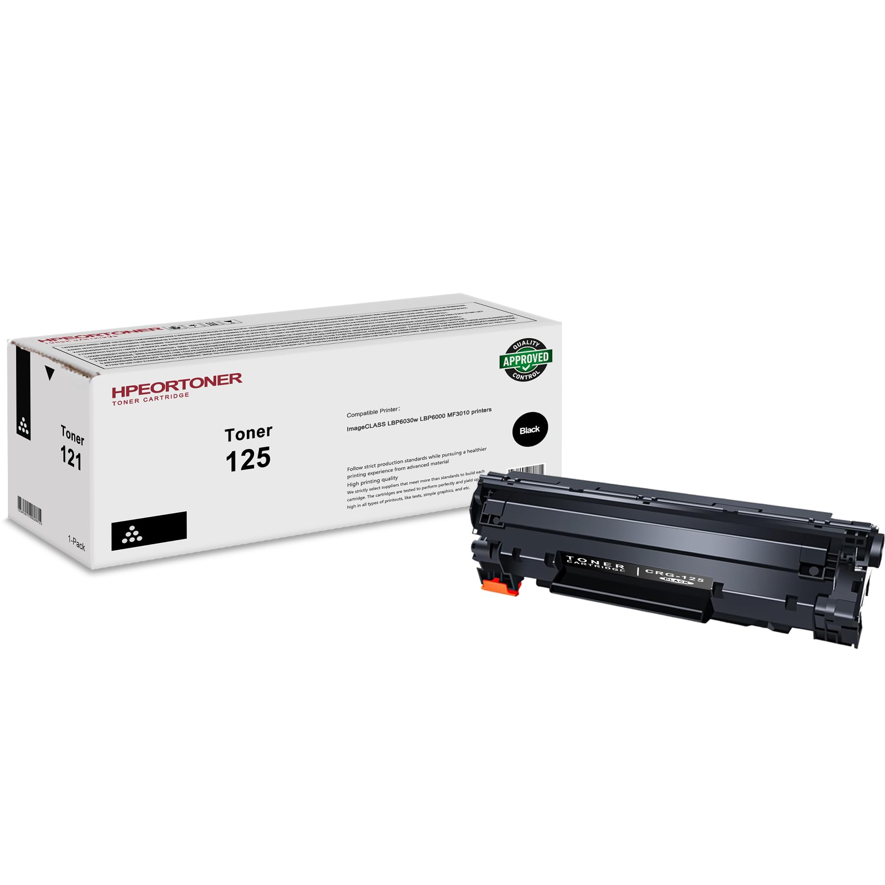 HPEORTONER Pack of 1 CRG 125 Black Toner Cartridge High Yield Replacement for Canon ImageCLASS LBP6030w LBP6000 MF3010 Printer (Page Yield Up to 2,600