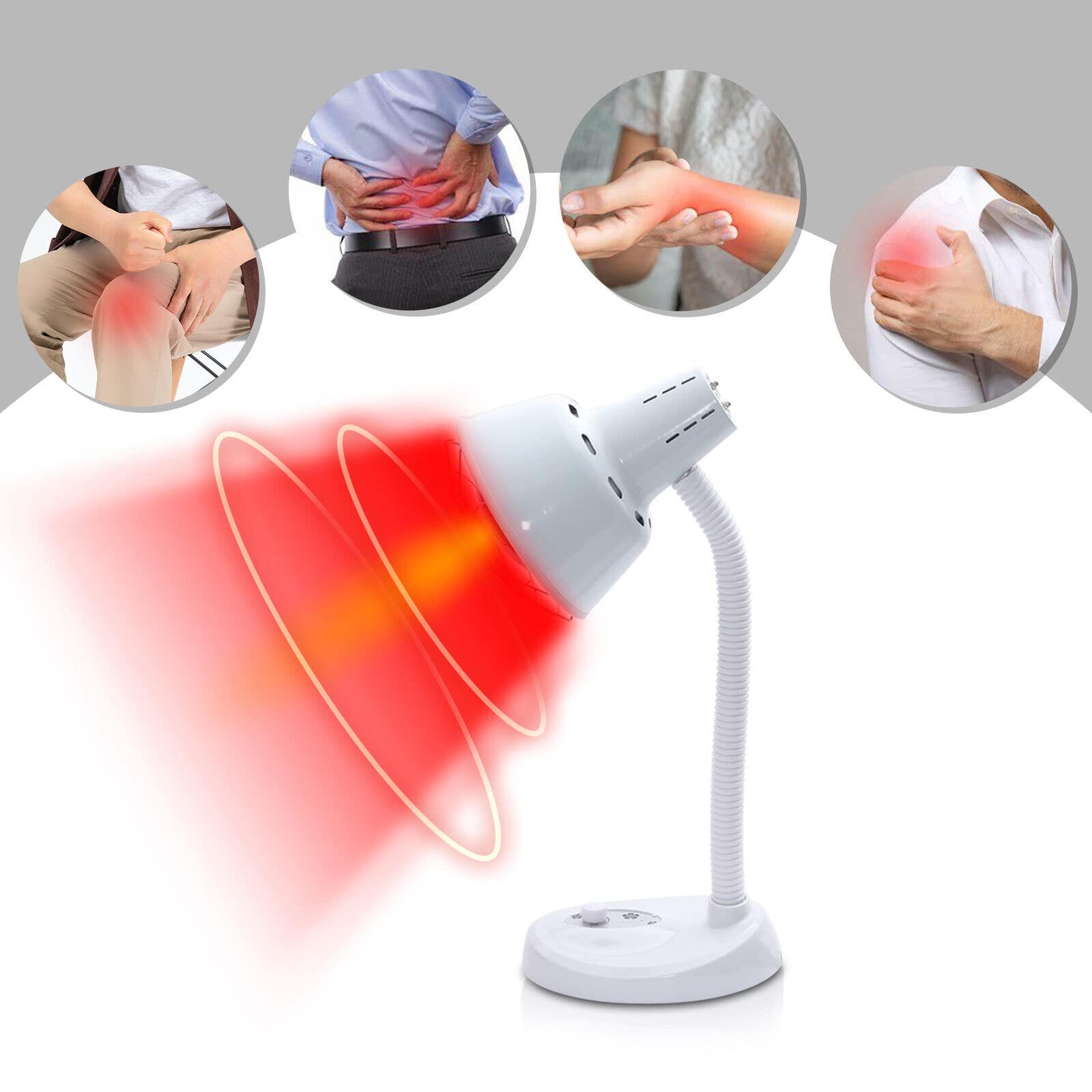 Lampe infrarouge 275W Température réglable Lampe à lumière rouge Soulagement de la douleur Lampe Émetteur de chaleur infrarouge