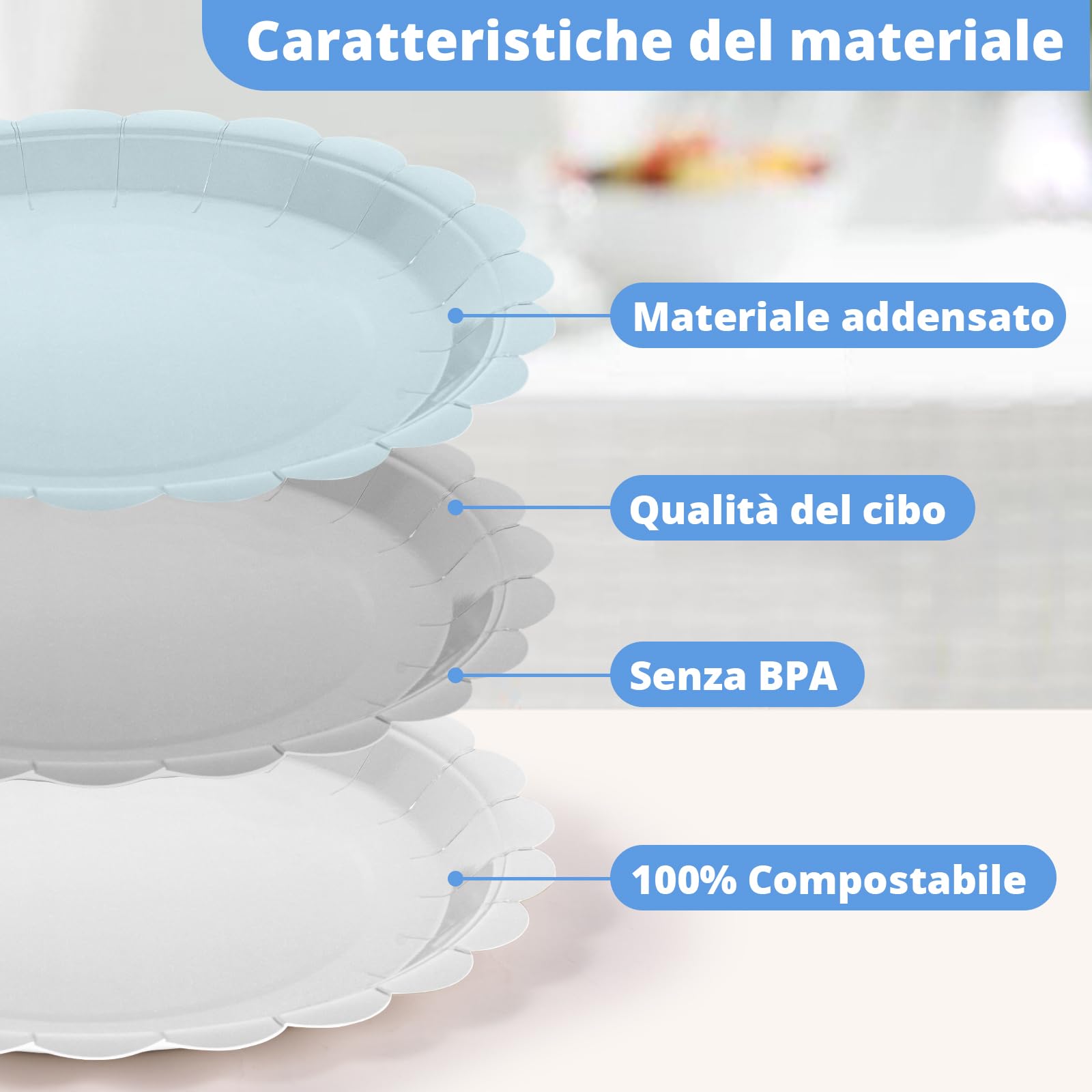 BlinBlin Stoviglie Di Carta Cielo Blu E Nuvole Bianche Decorazione