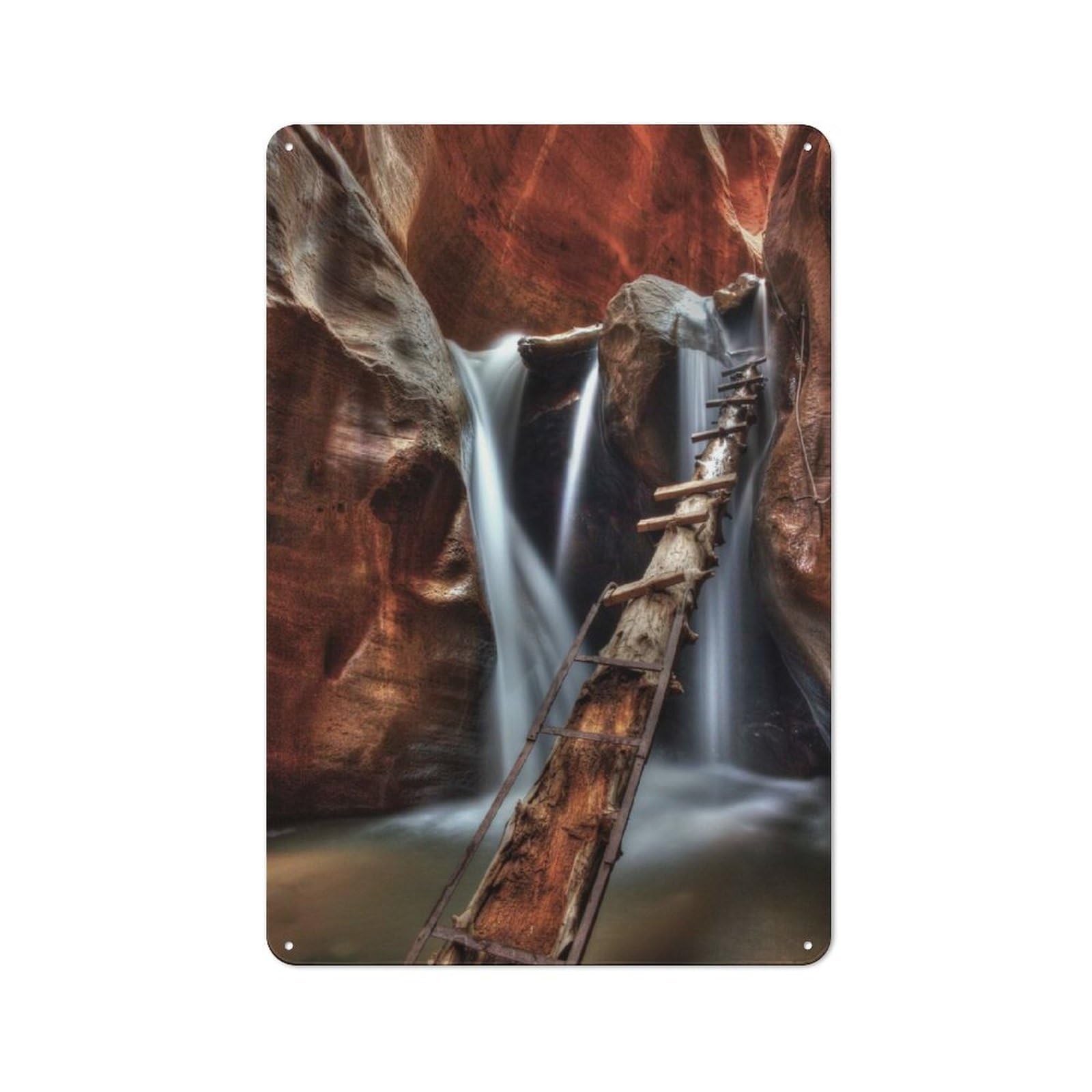 Metal Plaque 30x20cm with Kanarra Creek Falls for Hallway Wall, Rustic Decor, A Metal Wall Feature for Hallways And Entrance Areas