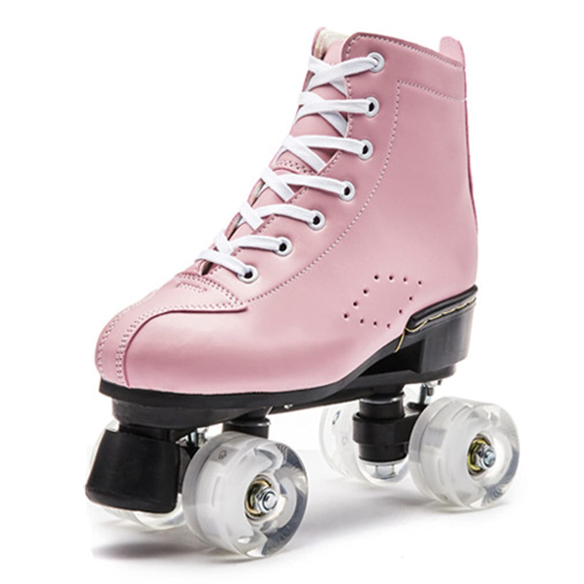 Patines de Ruedas para Hombres y Mujeres, Zapatos de Patines de Ruedas de Cuero PU, Botas de Rodillos de Doble Fila para Interiores y Exteriores