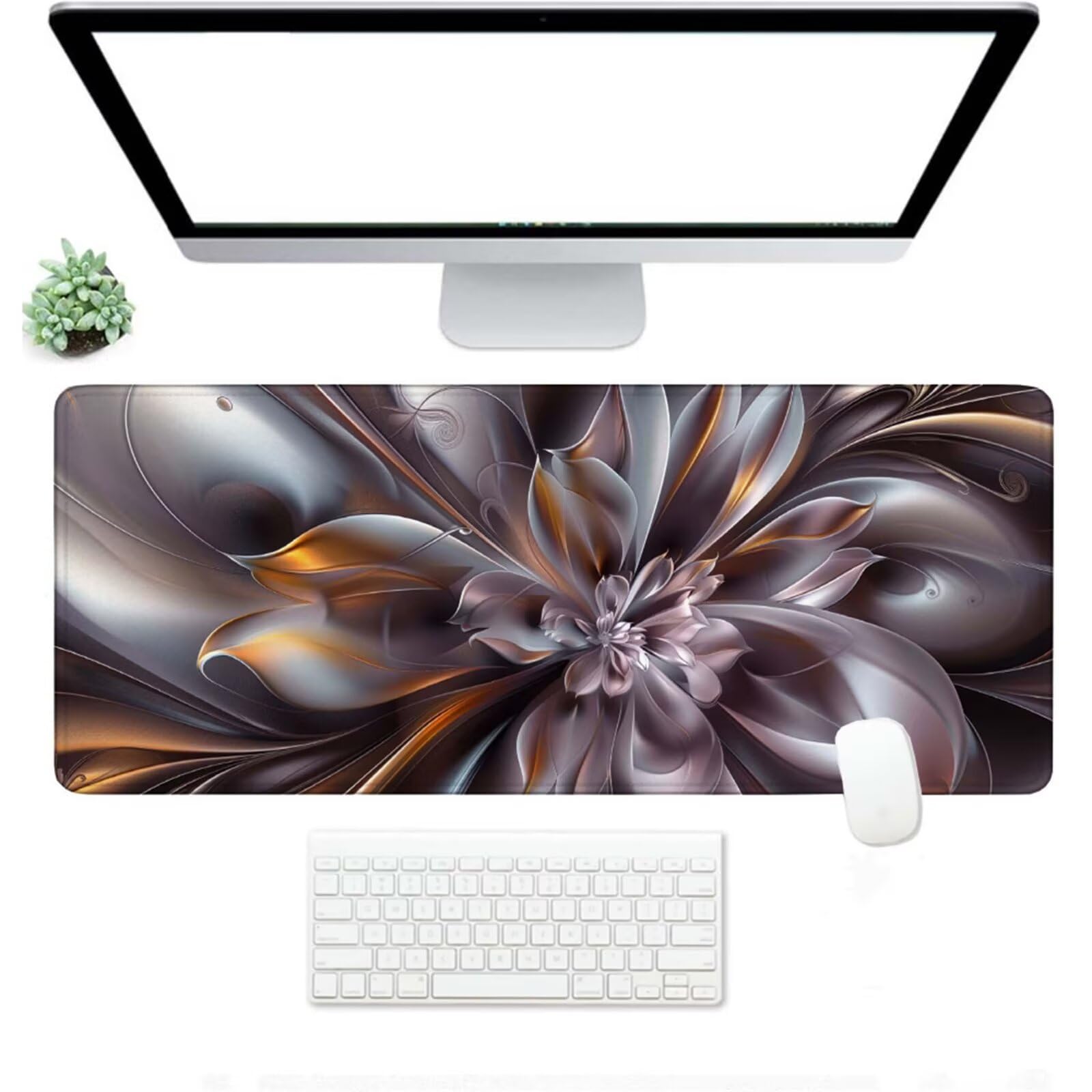 Podkładka pod mysz XXL 1500 x 800 x 3 mm, duża różowa podkładka pod mysz z wodoodporną i gumową antypoślizgową kwiatową pod ręką biurko zszyte krawędzie, poprawia precyzję i szybkość dla gracza W-272