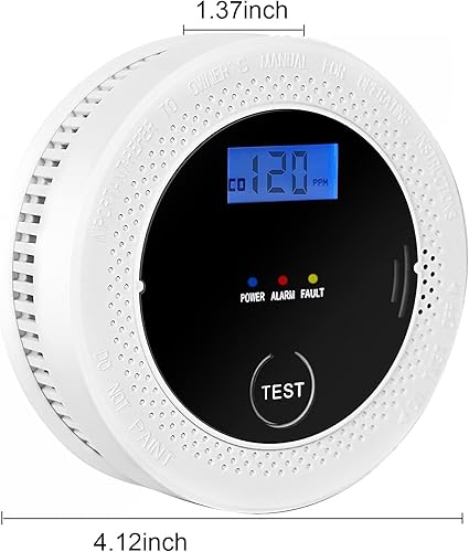 Miniatura 6 de Detector de humo y monóxido de carbono alimentado por batería con pantalla digital, sensor de alarma dual de humo y CO, fácil de instalar