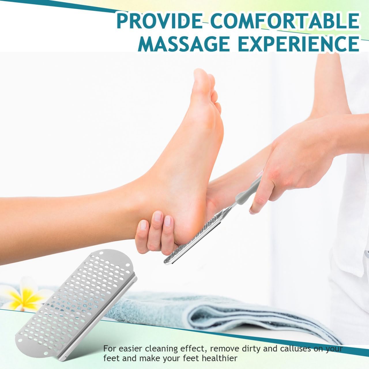 4Pcs Foot File Callus Remover Replacement Blades, Detachable Foot Grater Scrubber Pedicure Tools for Feet Hard Skin Remove, Stainless Steel Big Hole for Wet and Dry Feet