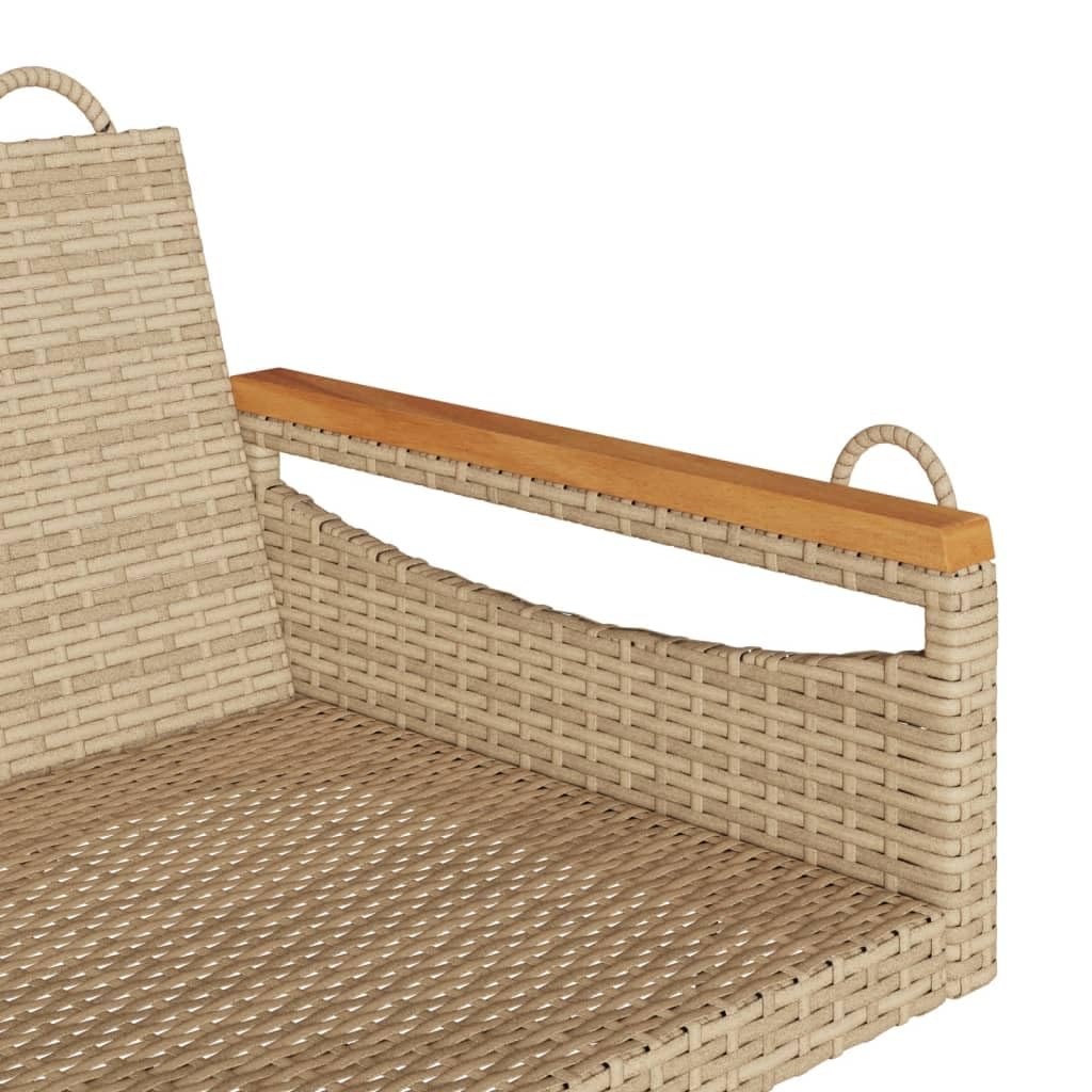 vidaXL Ławka bujana, beżowa, 109x62x40 cm, polirattan