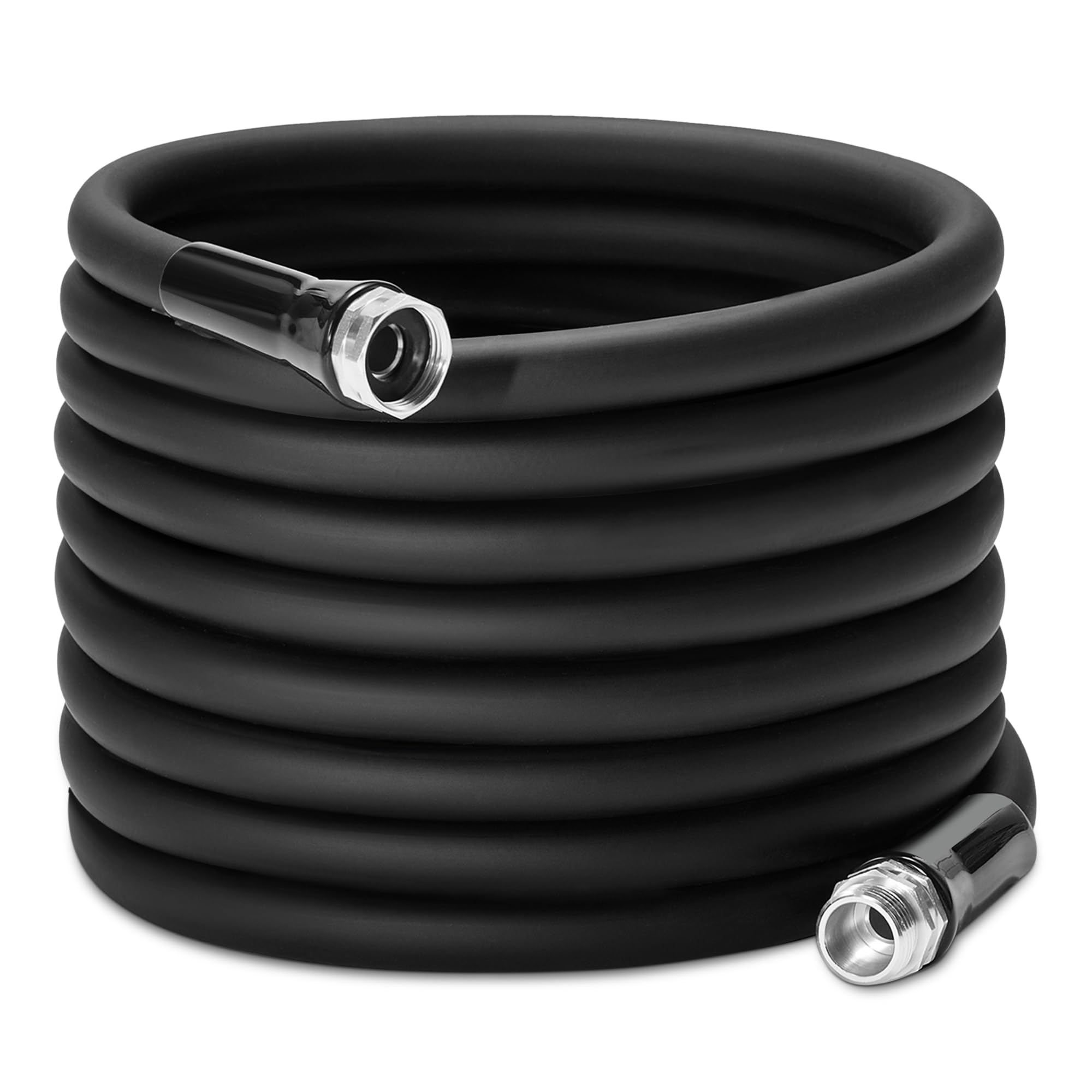 The Amazon Basics 25ft Garden Hose features a hybrid polymer for lightweight durability and kink resistance.