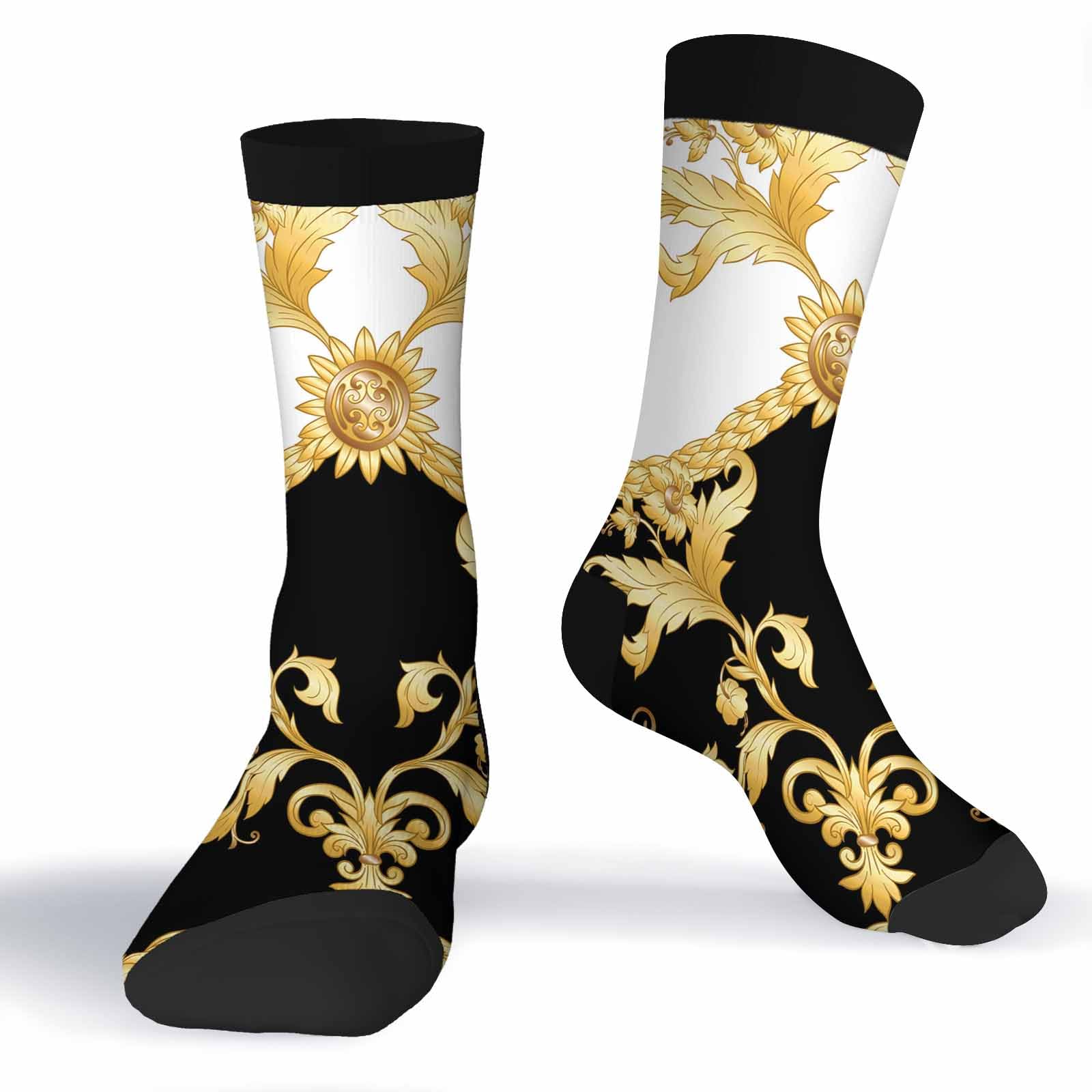 Baroque Funny Socks Novelty Casual Crew Socks Contrast Color Design for Women Men