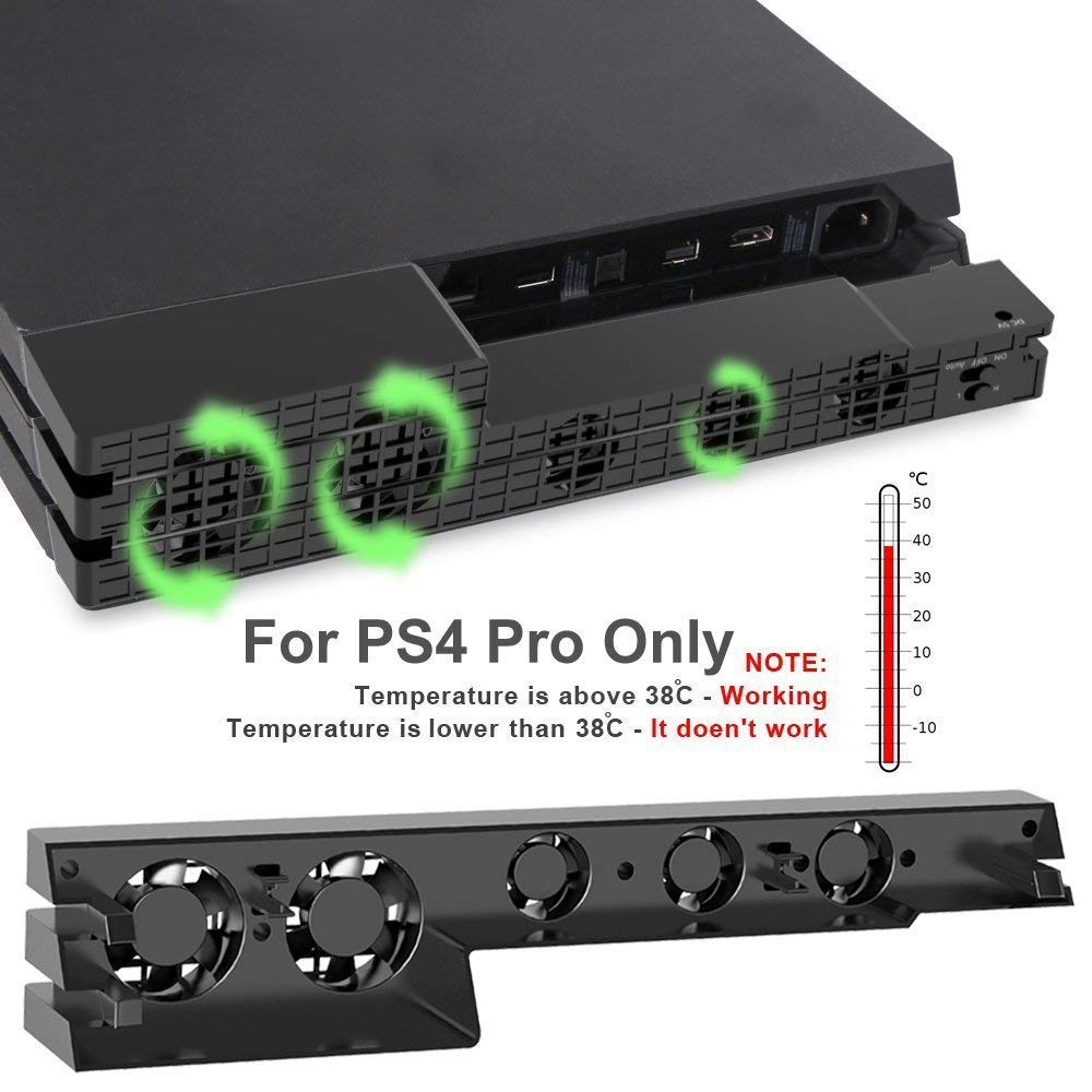 DollaTek Ventilateur de Refroidissement USB Super Externe à 5 températures avec câble USB, Noir pour Console de Jeu PS4 Pro