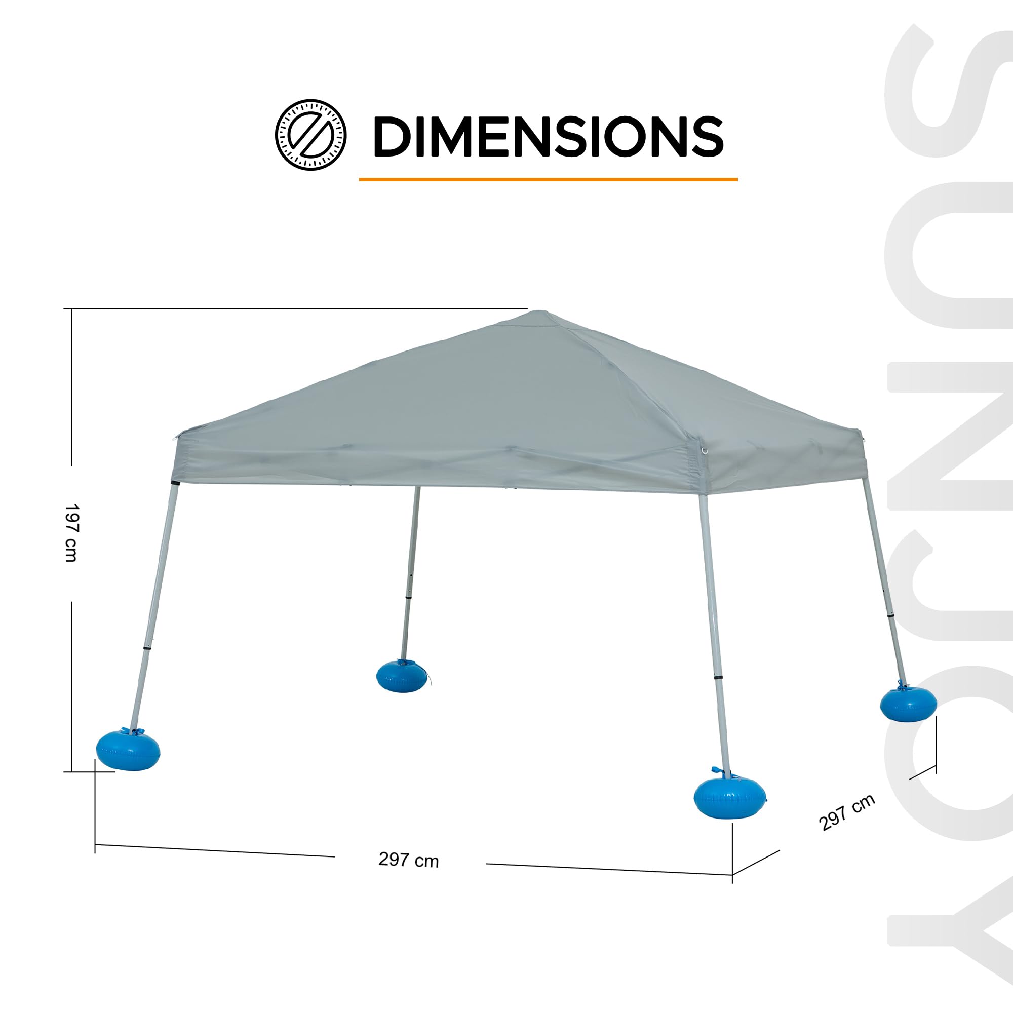 SUNJOY 3 x 3 m Pop Up Pool Pavillon mit UPF 50+ Sonnendach, Stahlrahmen, höhenverstellbar, schwimmender Outdoor Pavillon mit PVC Schwimmkörpern, Handpumpe und Tragetasche