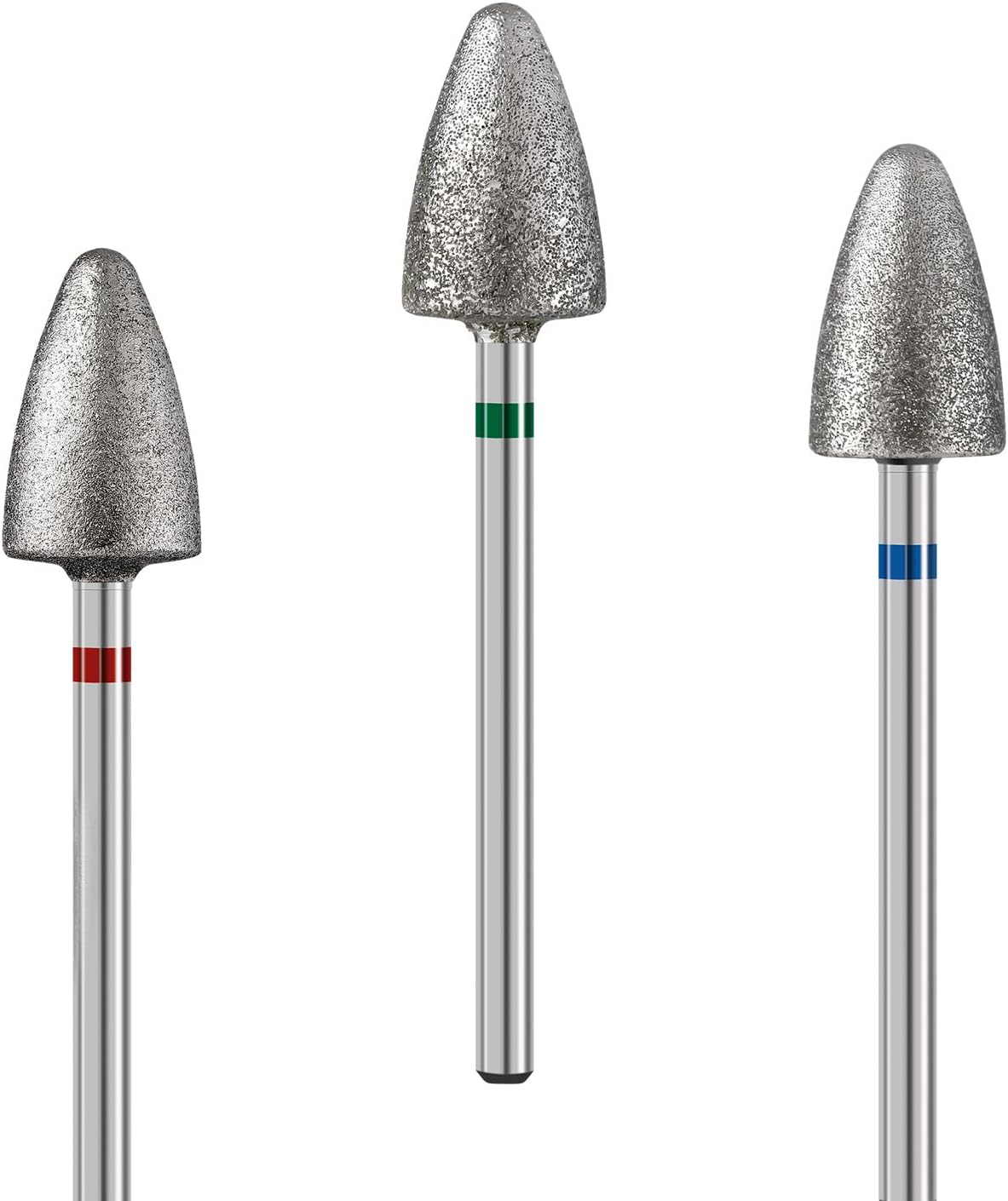 MelodySusie 3Pcs 8mm Diamond Pedicure Cone Drill Bits Set for Cracked Skin Corns Callus Removal, Feet Filing Nails For Manicure and Pedicure