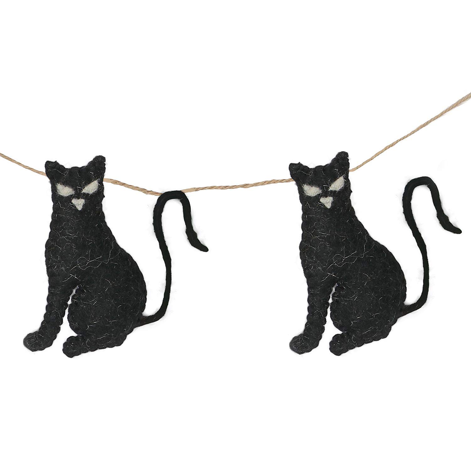 Halloween Felt Ball Garland Spooky Black Cat Felt Ball Garland