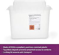 Vista 3 de McKesson Contenedor de prevención de objetos punzantes para uso doméstico, 5.4 cuartos de galón, para residuos infecciosos de riesgo biológico