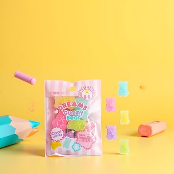 5 Cute Erasers for Kids - Colorful Gummy Bear Cabochons | Erasers Animals | Interactive Eraser Pets| Cartoon Bear Pencil Erasers | Stationery Supplies or Students,Drawing and Painting Supplies