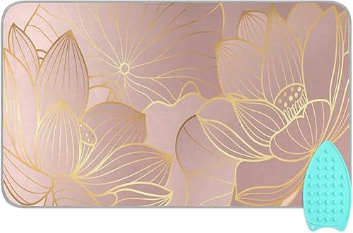 Miniatura 1 de Gold Leaf - Tapete de planchado jacquard con acolchado de 0.118 pulgadas y soporte de silicona para planchar, acolchado y almohadilla de planchado