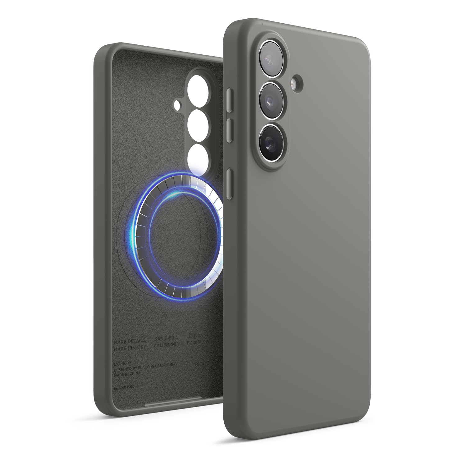 elago Magnetische Silikonhülle kompatibel mit Samsung Galaxy S26 Plus, kompatibel mit MagSafe-Zubehör, Schutzhülle, stoßfest, schlank, kratzschutz durch weiches Mikrofaser-Innenfutter (Mittelgrau)