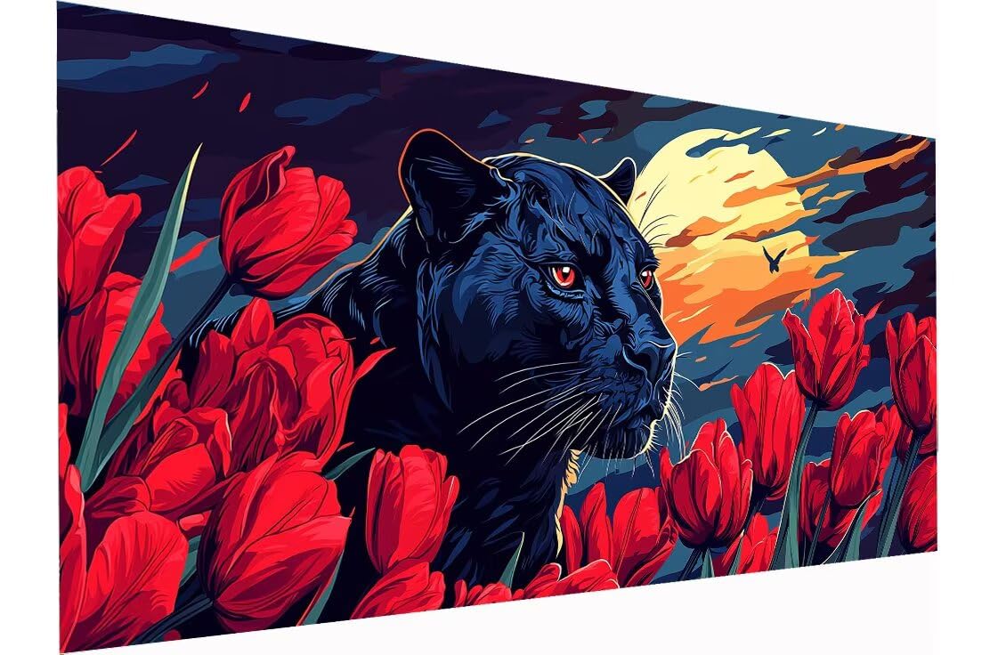 Zestaw do malowania po numerach, dla dorosłych, lampart, 61 x 140 cm, zestaw do malowania po numerach, dla dorosłych, początkujących, dzieci, zestawy do malowania farbami olejnymi, akrylowe na płótnie