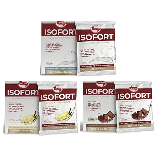 Kit 15 Sache Isofort 30g (5 Chocolate, 5 Neutro, 5 Baunilha) Vitafor