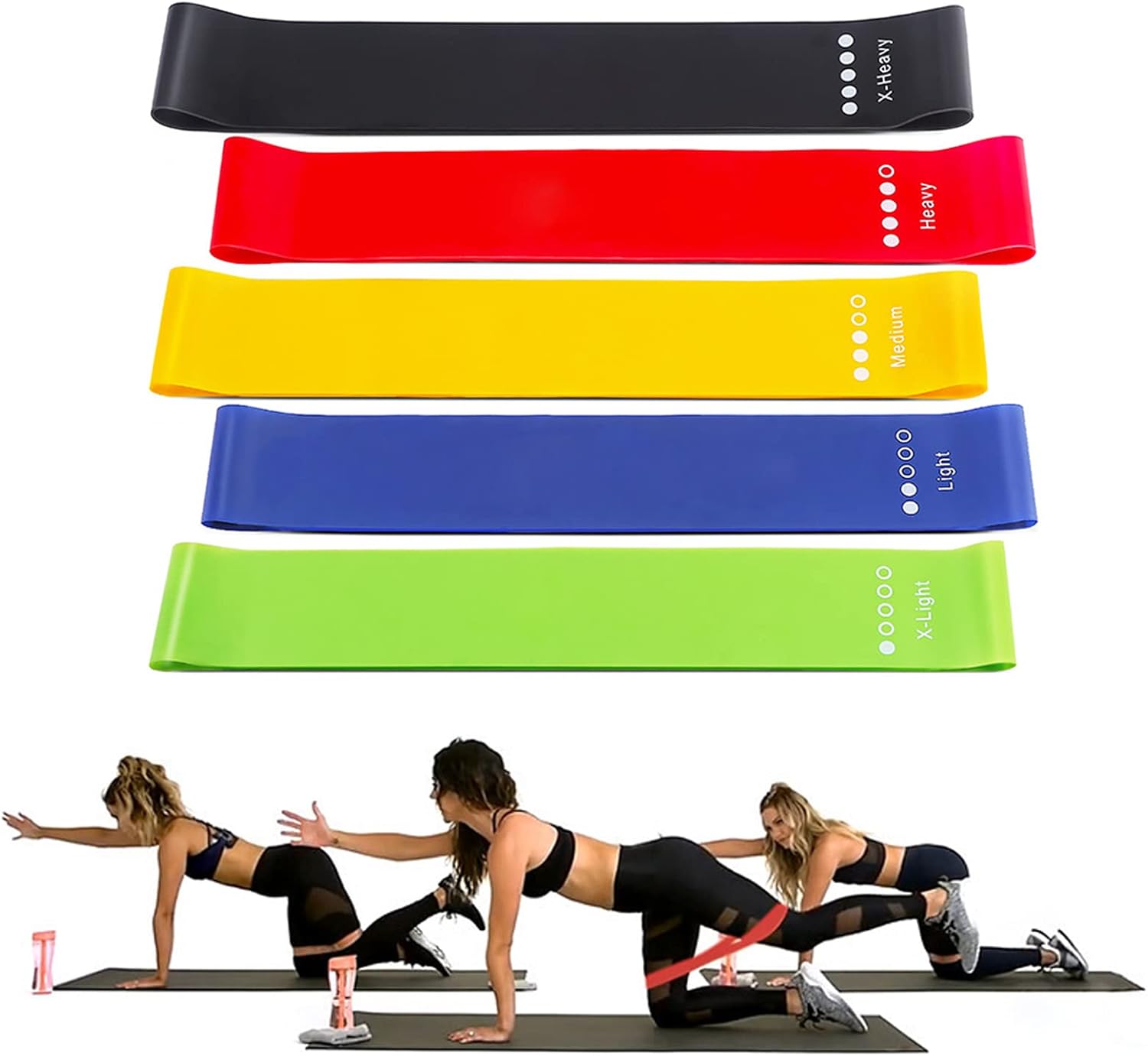 Resistance Bands Set,Pack of 5 Different Resistance Levels Elastic Band