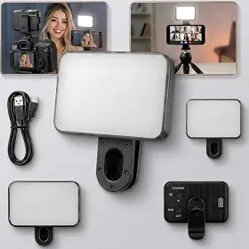 Luz LED Para Gravar Vídeo & Iluminação de Selfie com Presilha Celular Computador Ring Light Profissional 7x4cm 3,7" Portátil Recarregável USB para Foto com Clipe Ajustável Premium Quente Frio Normal