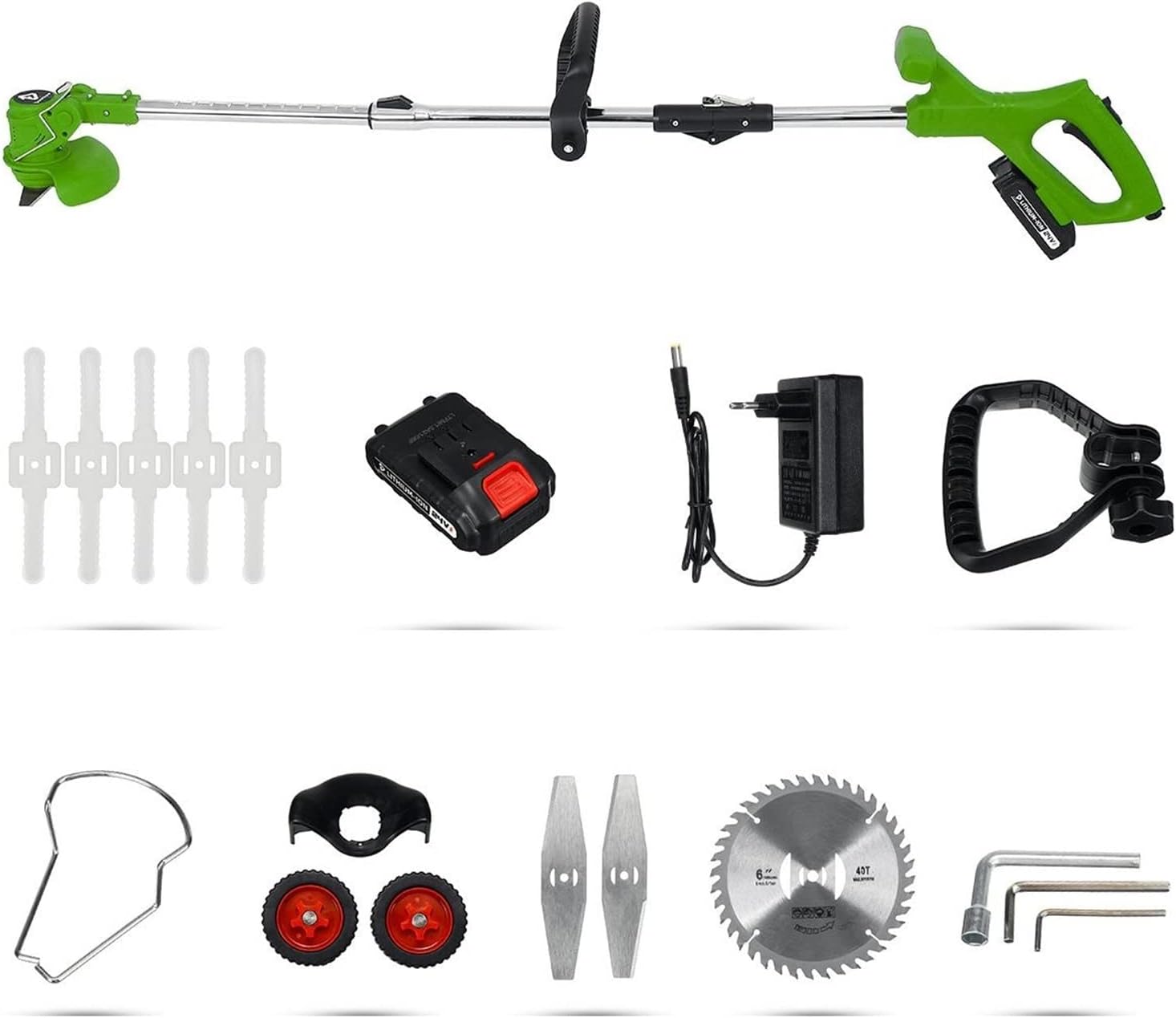 Electric Lawn Mower, Folding Electric Grass Trimmer 21V 1800W Cordless Potable Lawn