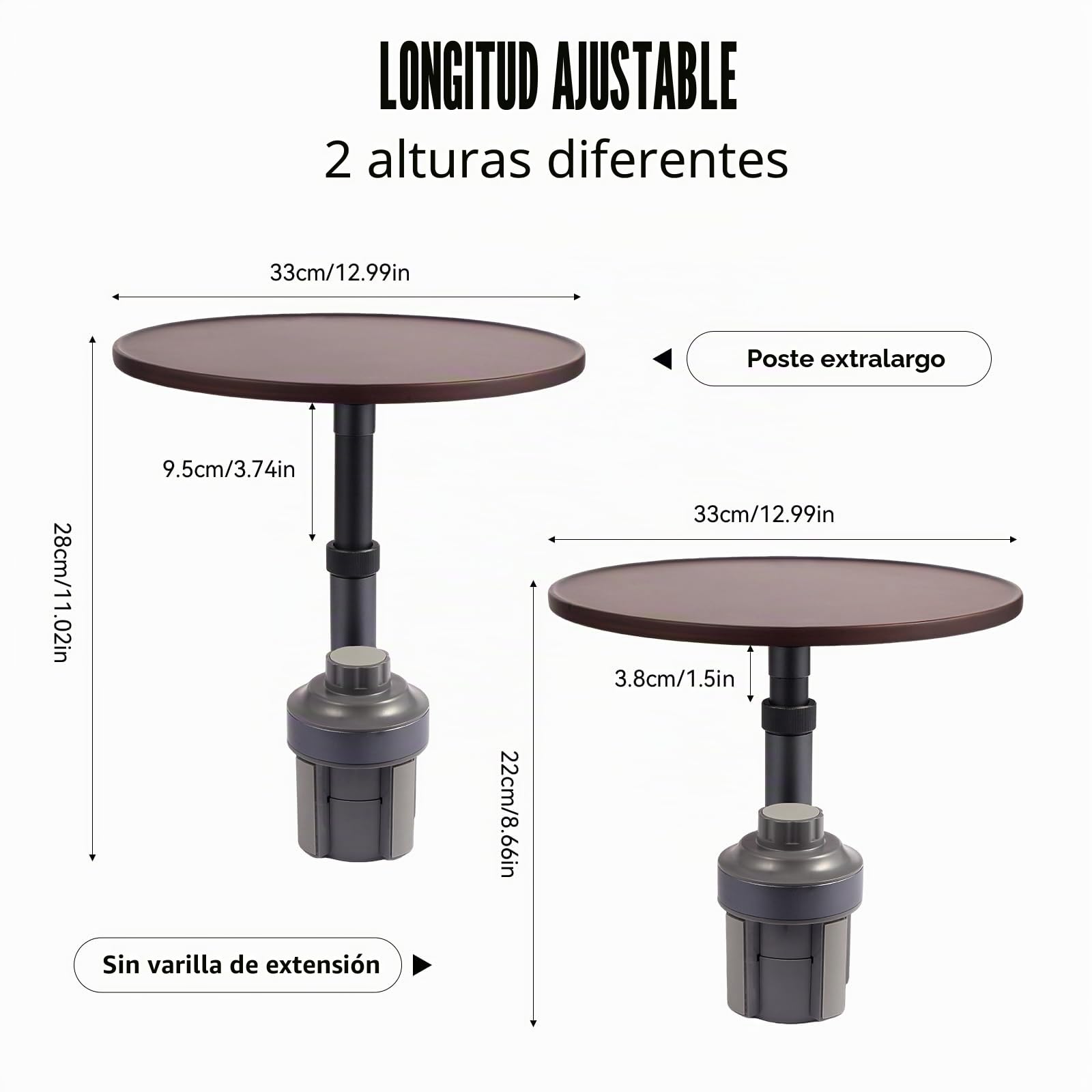Xiake Bandeja de mesa de coche de 360 °, bandeja para coche y escritorio para portátil, universal, soporte para bebidas para coche, bandeja para aperitivos, compatible con Tesla Model Y/3, Ford F150